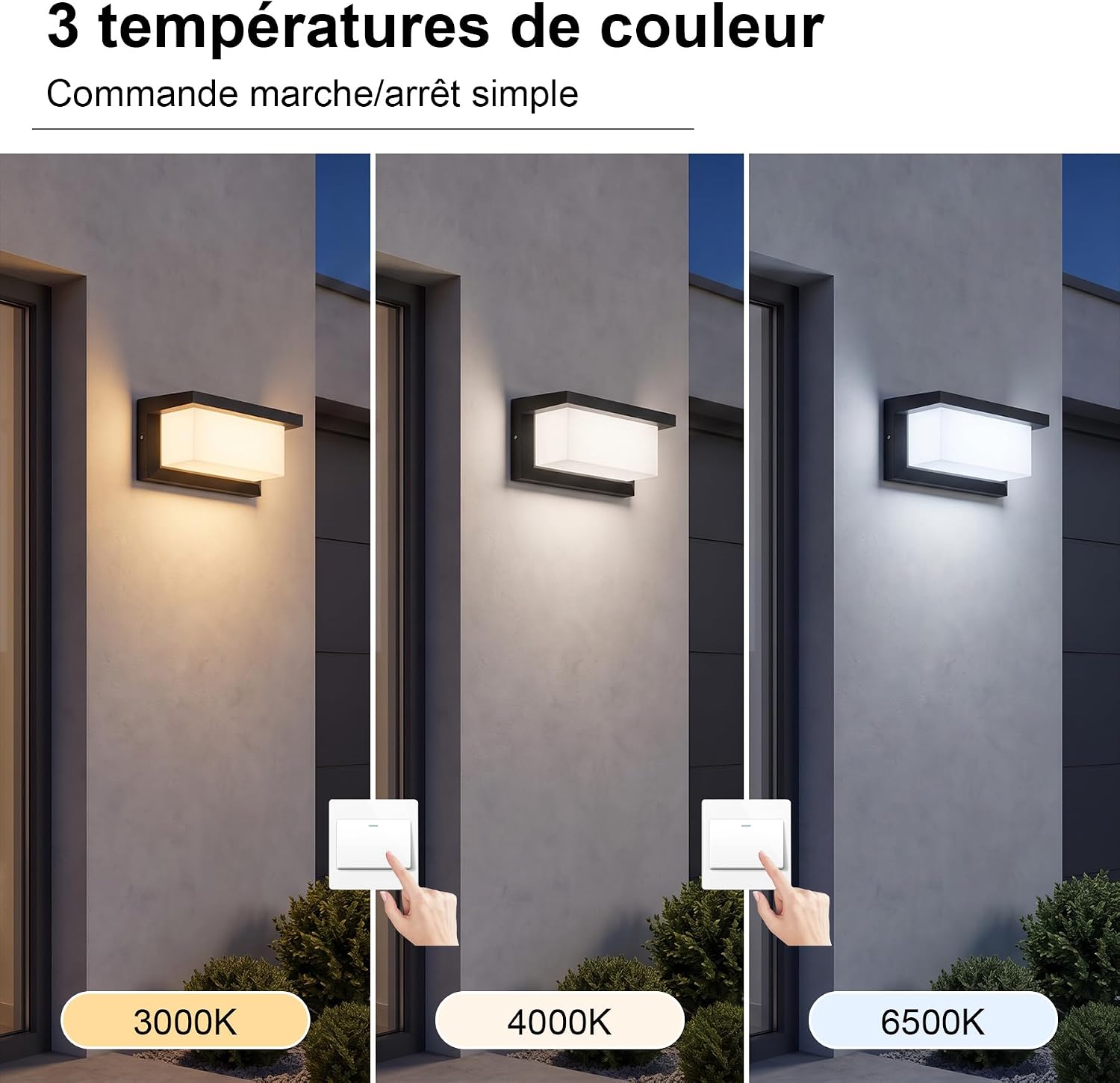 Detalle 2 de YICALE 001 buitenwandlamp LED 18 W, 3 kleurtemperaturen en IP65