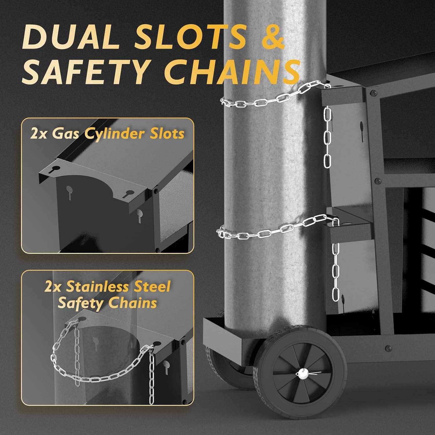 Thumbnail 4 de TOOLIOM Welding Cart with 4 Drawers Cabinet — 360° Swivel Welder Trolley