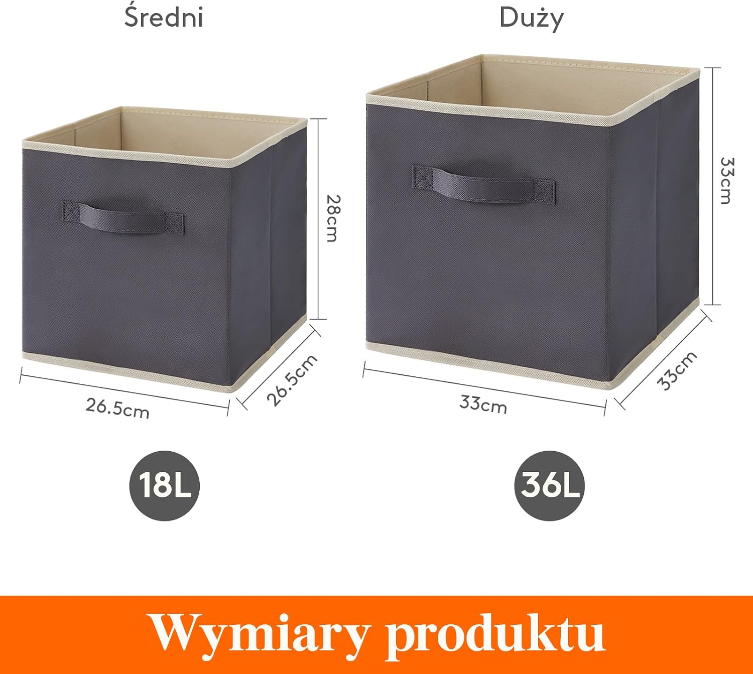 Thumbnail 4 de Lifewit 23075 – składane kosze do przechowywania 33 × 33 × 33 cm, 12 szt., szare