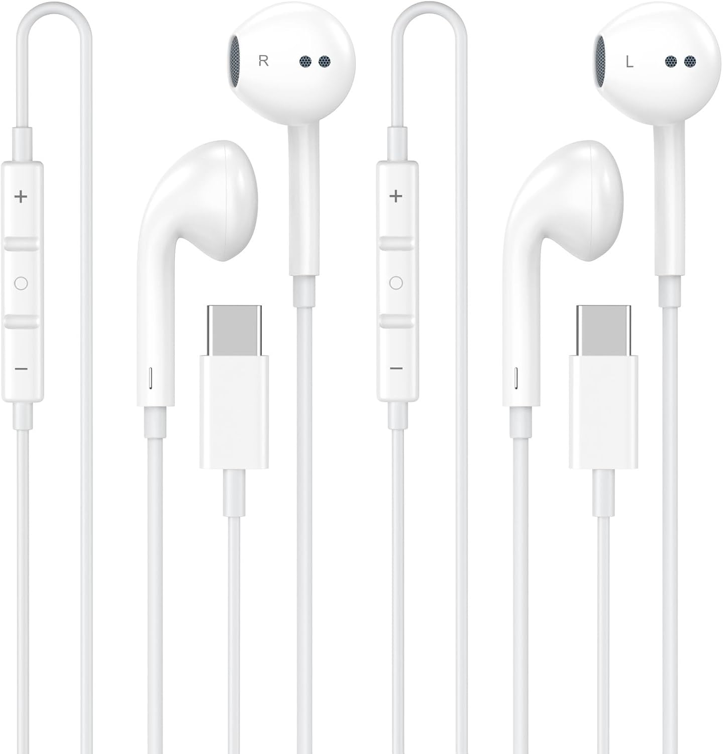 Detalle de Matsusho SKFASTC-US178 USB-C Wired Earbuds, 2-Pack with Remote