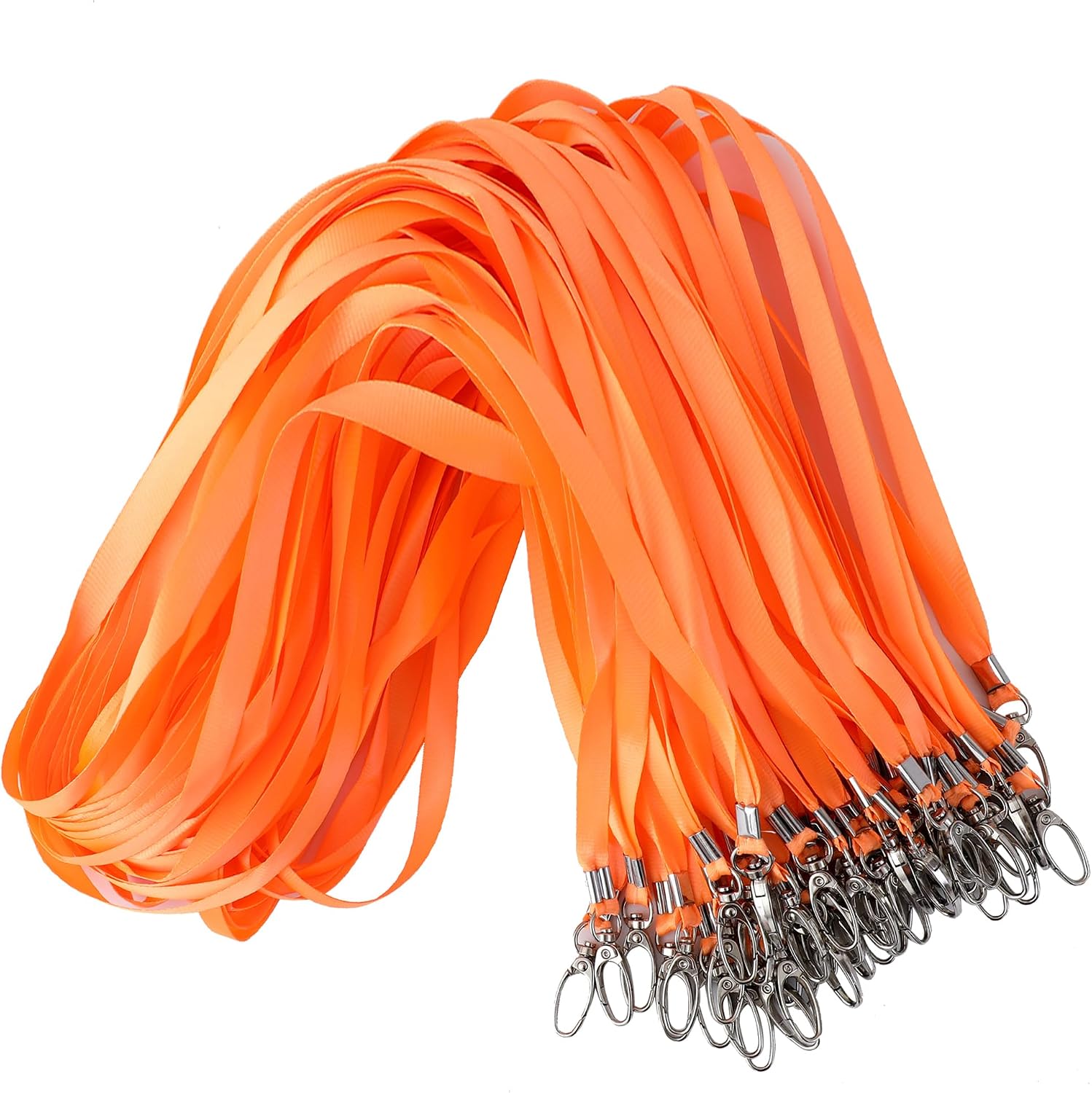 ROSSHINE 100pcs Orange Nylon Lanyards with 360° Swivel Hook