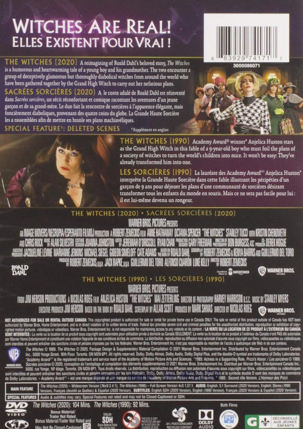 Detalle de The Witches (1990) & The Witches (2020) 2-Film DVD Bundle