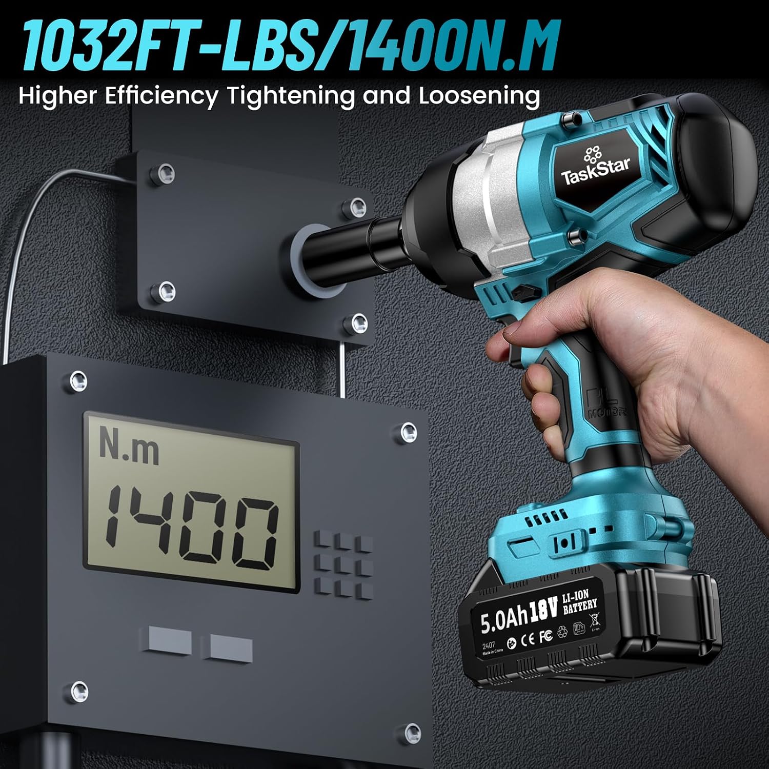 Detalle 2 de TaskStar Cordless Impact Wrench 1032Ft-lbs
