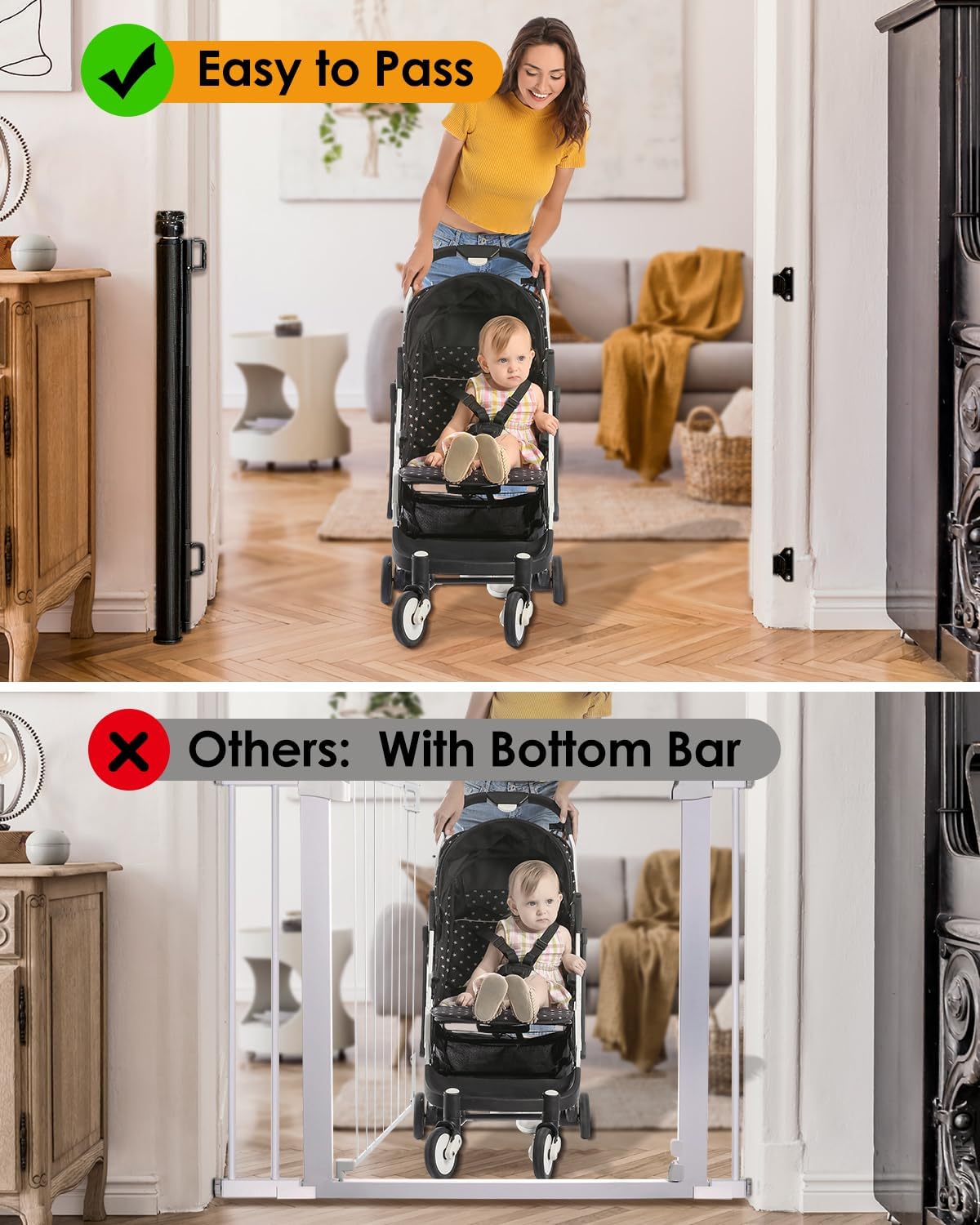 Detalle de Derimkcoa Retractable Mesh Baby or Dog Gate (86cm tall, up to 300cm wide) - Black