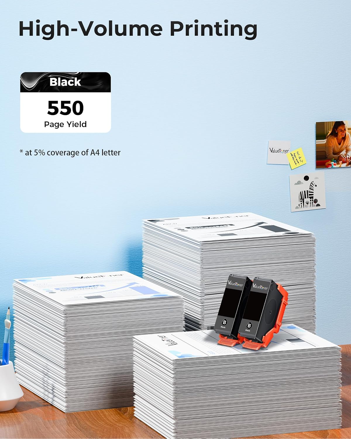 Detalle de Valuetoner 302XL Compatible Black Ink Cartridges, 2-Pack, 550-Page Yield