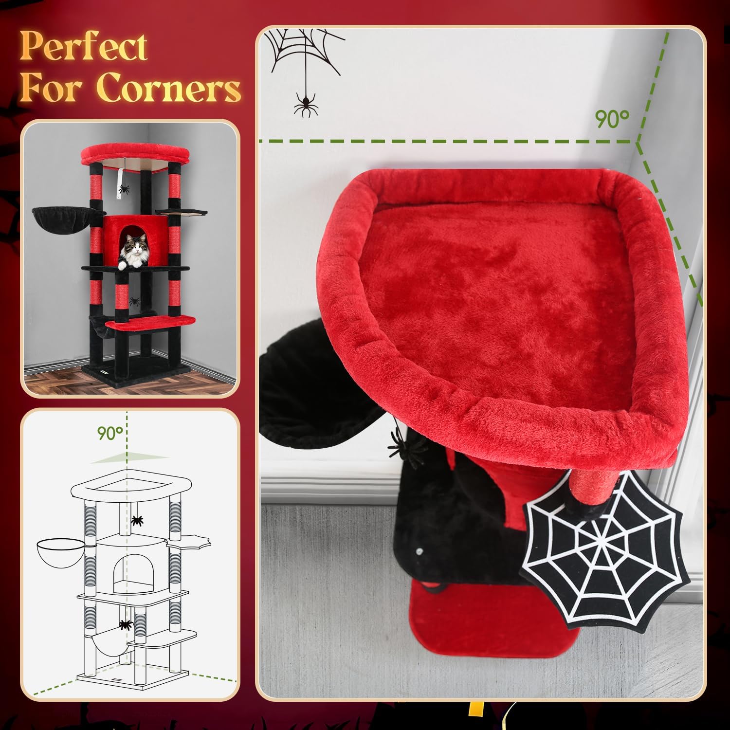 Thumbnail 3 de Globlazer Gothic Corner Cat Tower with Sisal Post and Lounger 🐱