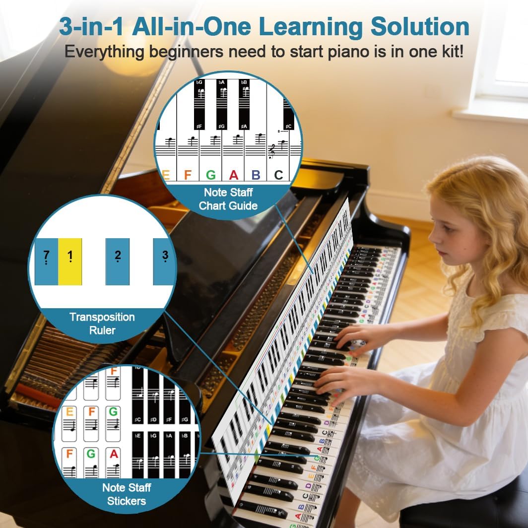 Detalle 2 de Enjoyard Piano Keyboard Stickers for 61/88 Keys