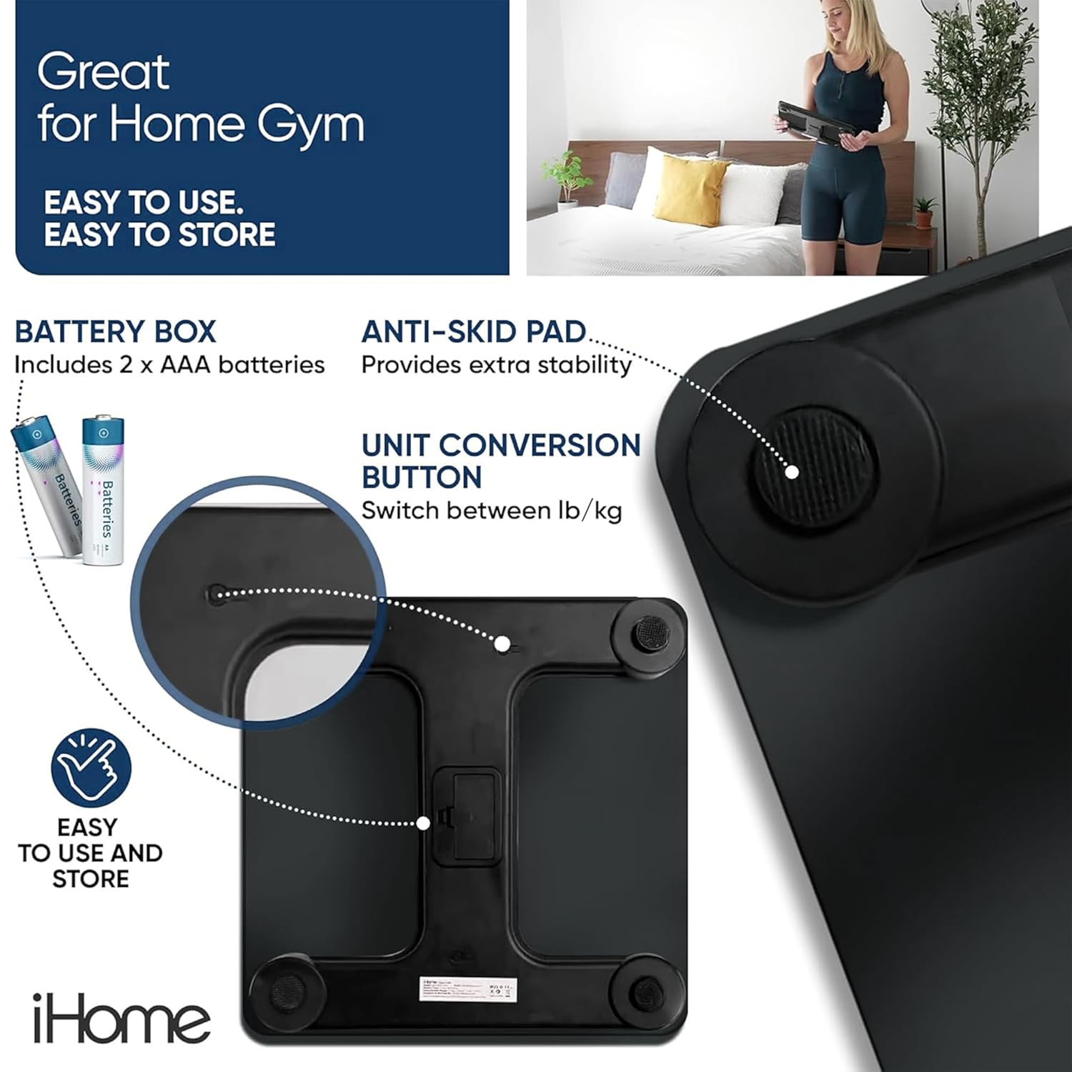 Detalle de iHome Digital Scale: 0.1 lb Precision, 400 lb Capacity