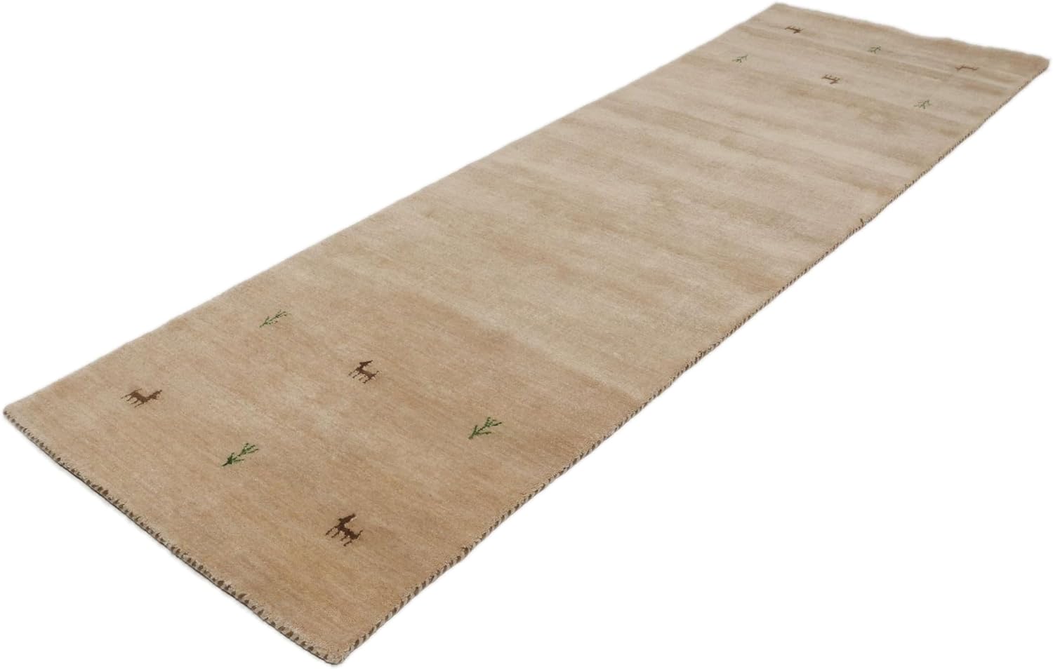 Detalle de RugVista Gabbeh Two Lines Rug, 80 x 250 cm, Beige, Wool and Cotton