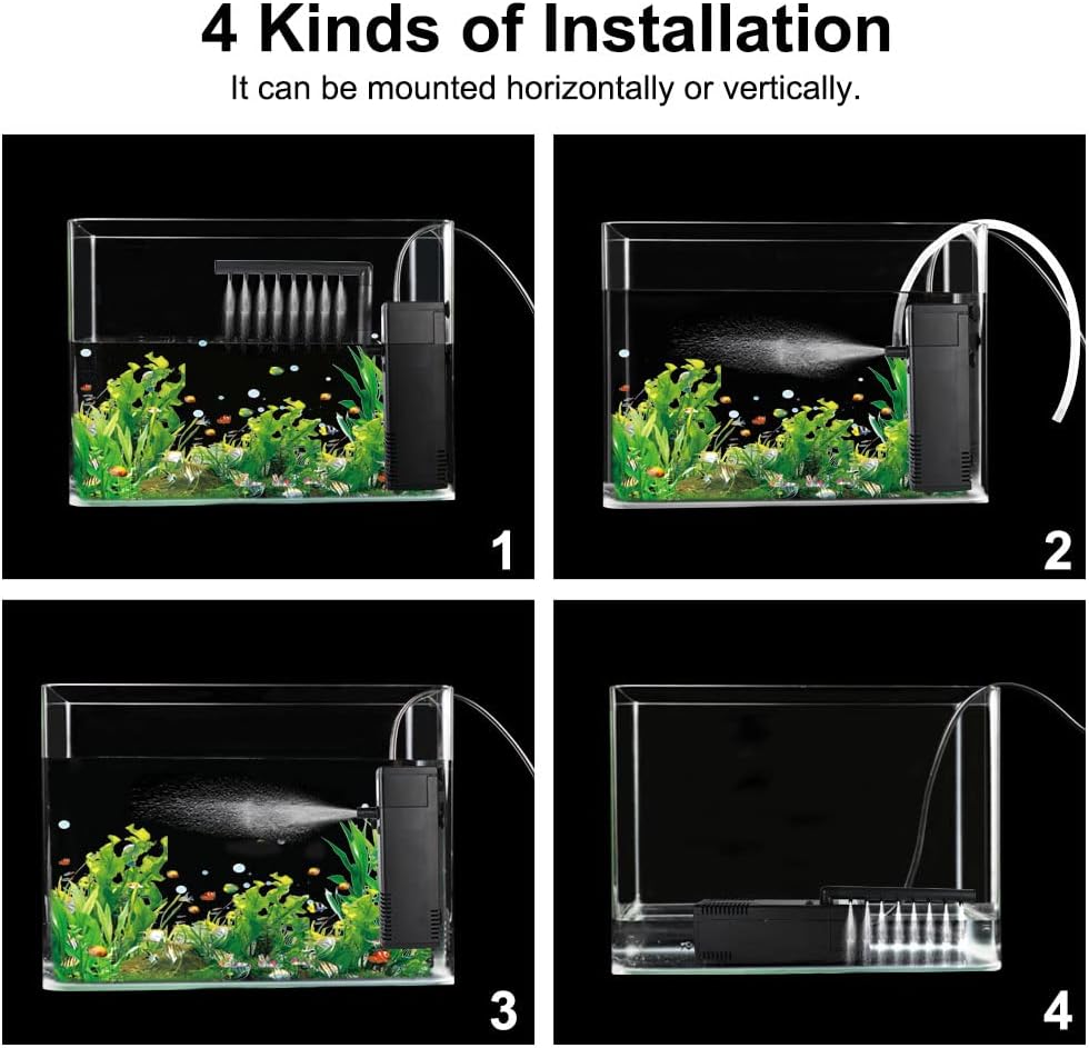 Thumbnail 5 de flintronic Aquarium Filter 8 W – einstellbarer Innenfilter mit Sauerstoffpumpe (bis 80 l, 600 l/h)