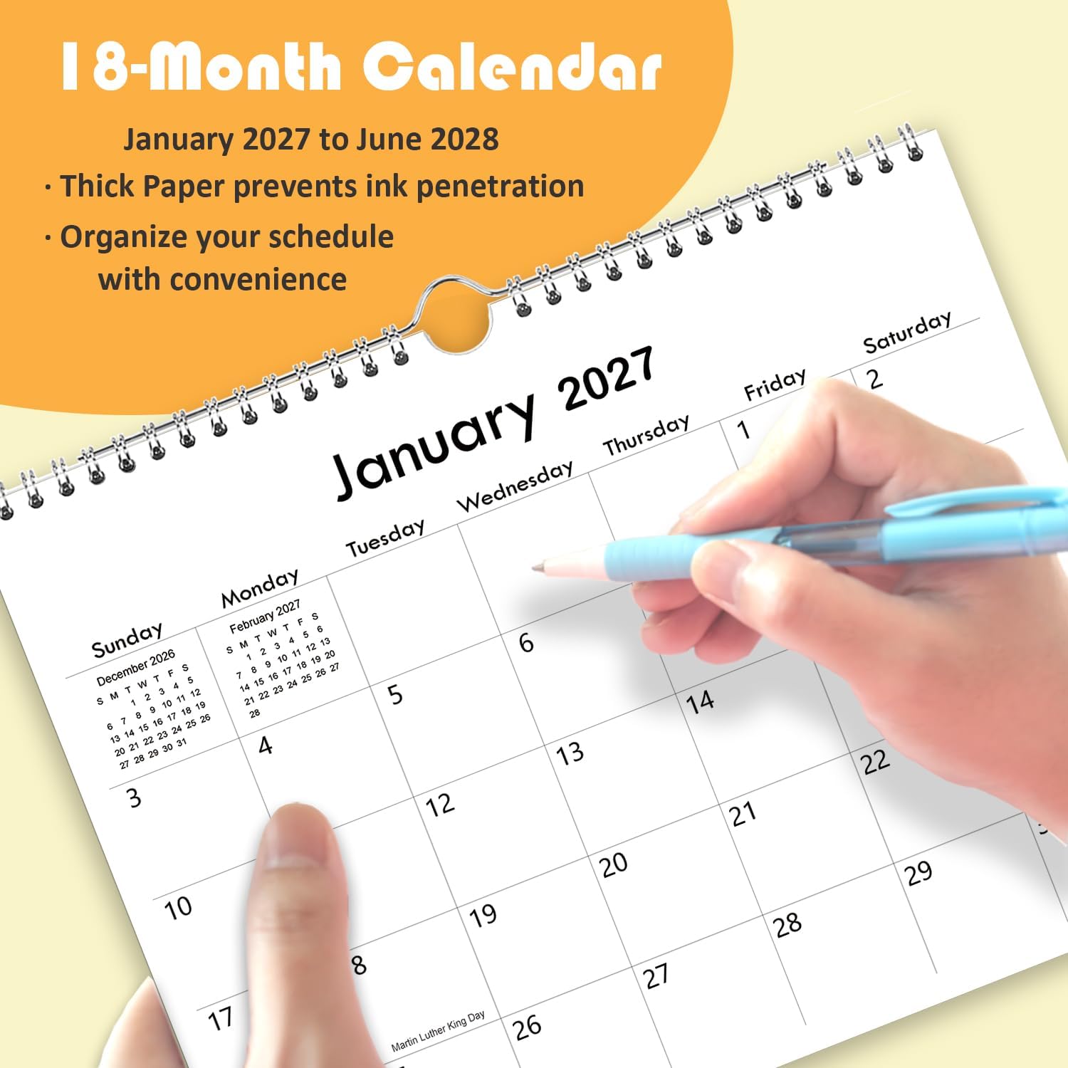 Detalle 1 de Riobat 8-11-h-black 18-Month Wall Calendar, January 2027 to June 2028