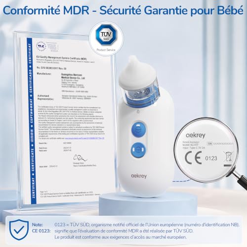 Detalle de AEKREY Mouche-bébé électrique, 2 niveaux, -68 kPa et embouts silicone sans BPA