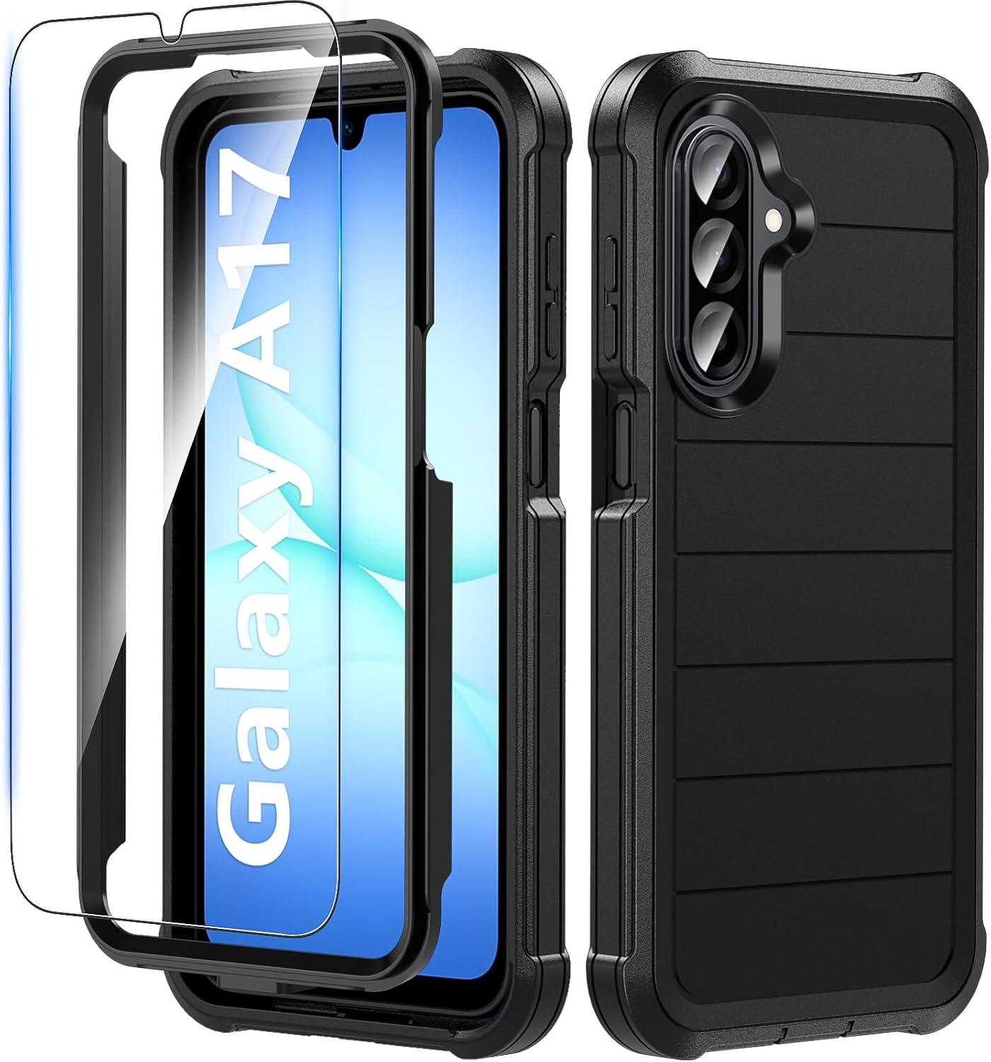 Detalle de Hensinple Heavy-Duty Case with Screen Protector for Samsung Galaxy A17 5G (Black)