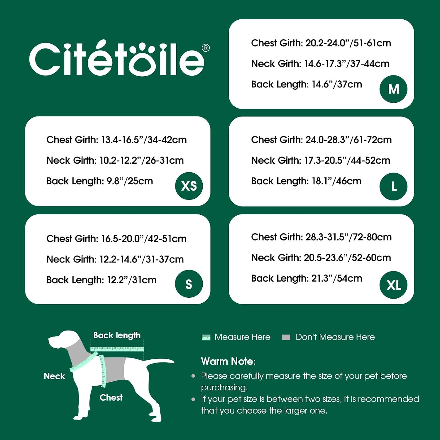 Detalle 2 de CITÉTOILE Dog Coat – Warm Fleece-Lined Dog Jacket (Green, XS) for Small & Medium Dogs