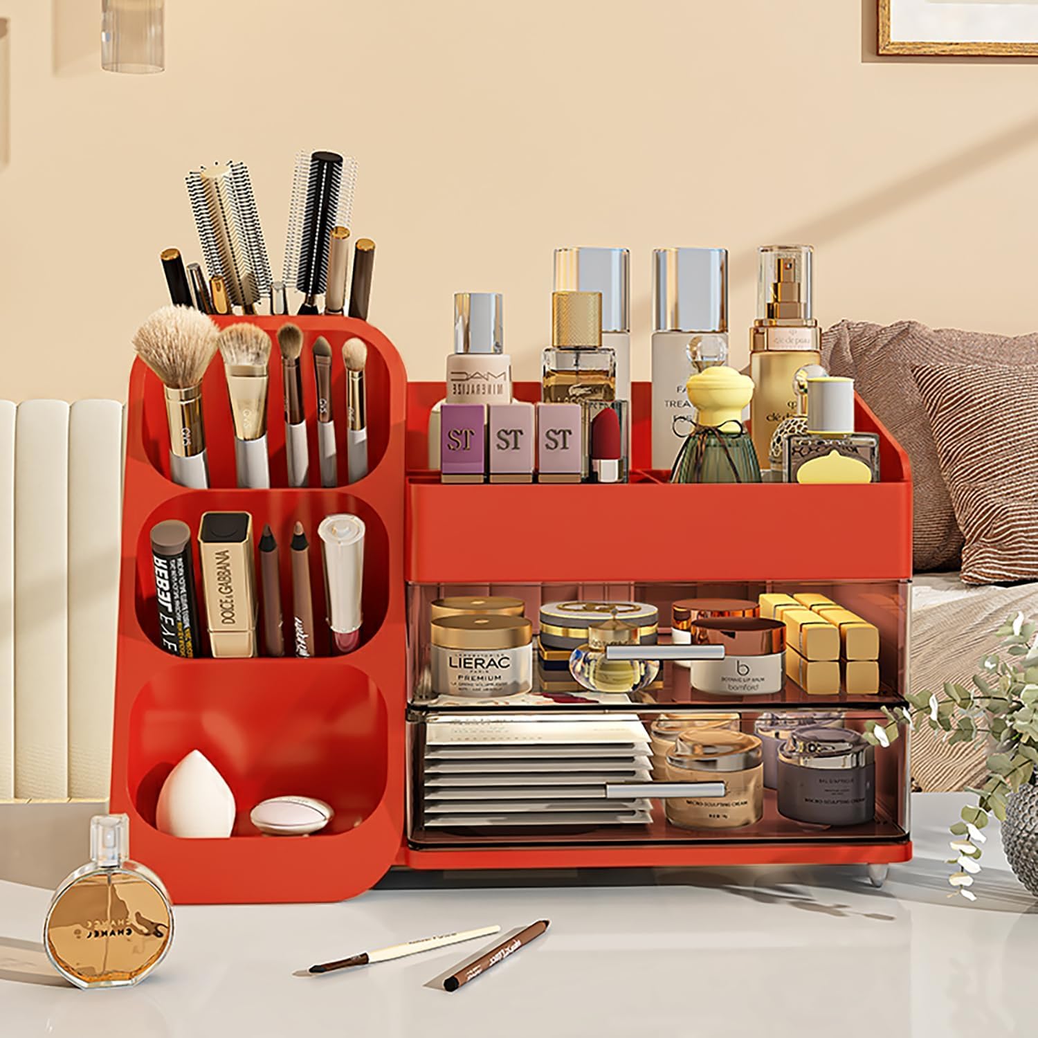 Thumbnail 2 de Red Makeup Organizer with Drawers 6‑Compartment