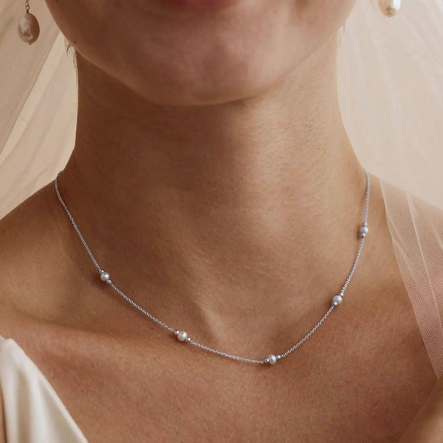 Thumbnail 1 de HARJJME Damen-Halskette Gold/Silber (925) vergoldet, 14K, Kleeblatt & Herz mit Cubic Zirkonia – Choker Charmkette