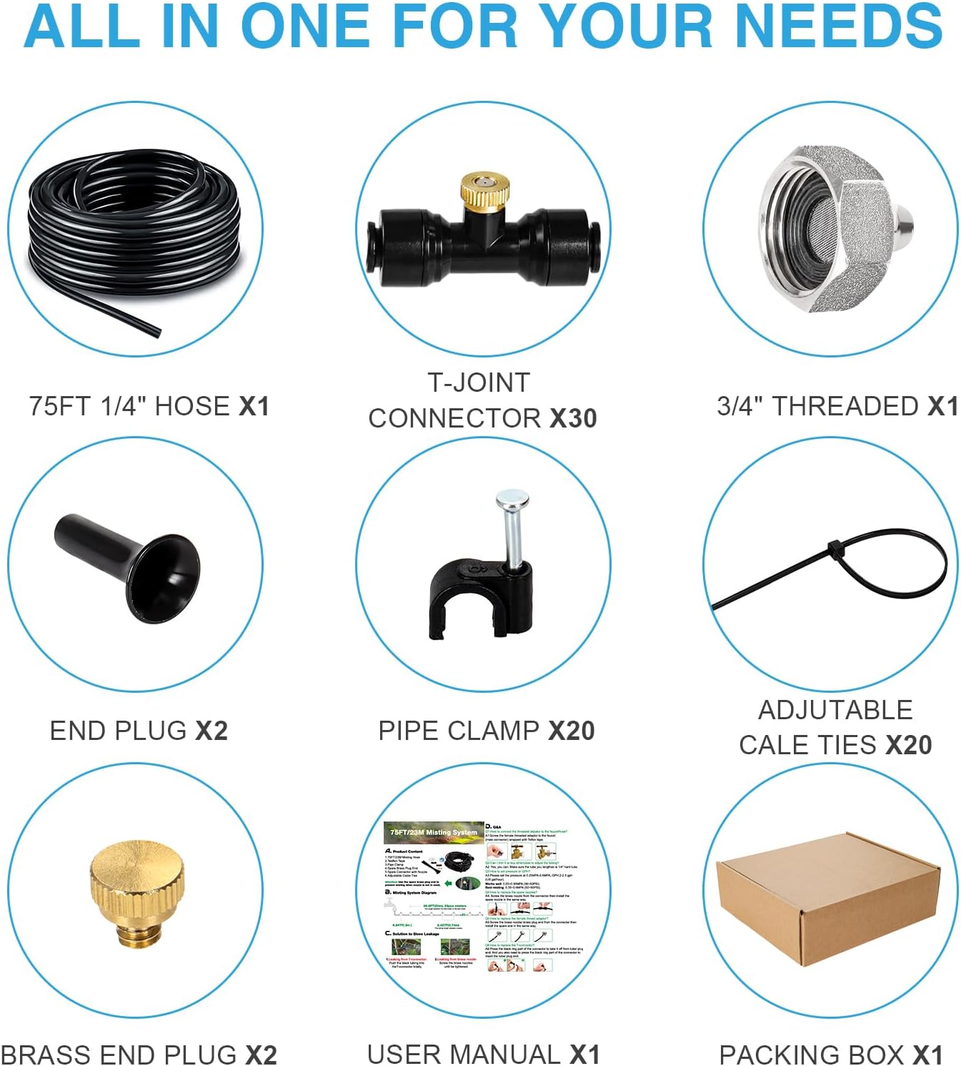 Thumbnail 6 de Bonviee No1 75FT Outdoor Misting System with 28 Nozzles and Brass Adapter