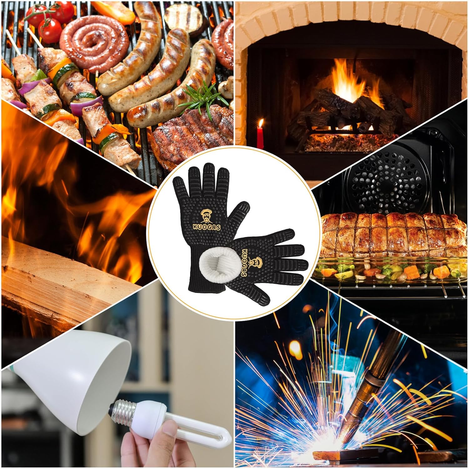 Thumbnail 5 de Guanti Barbecue Resistenti al Calore fino a 800°C – Protezione completa per barbecue, forno e più