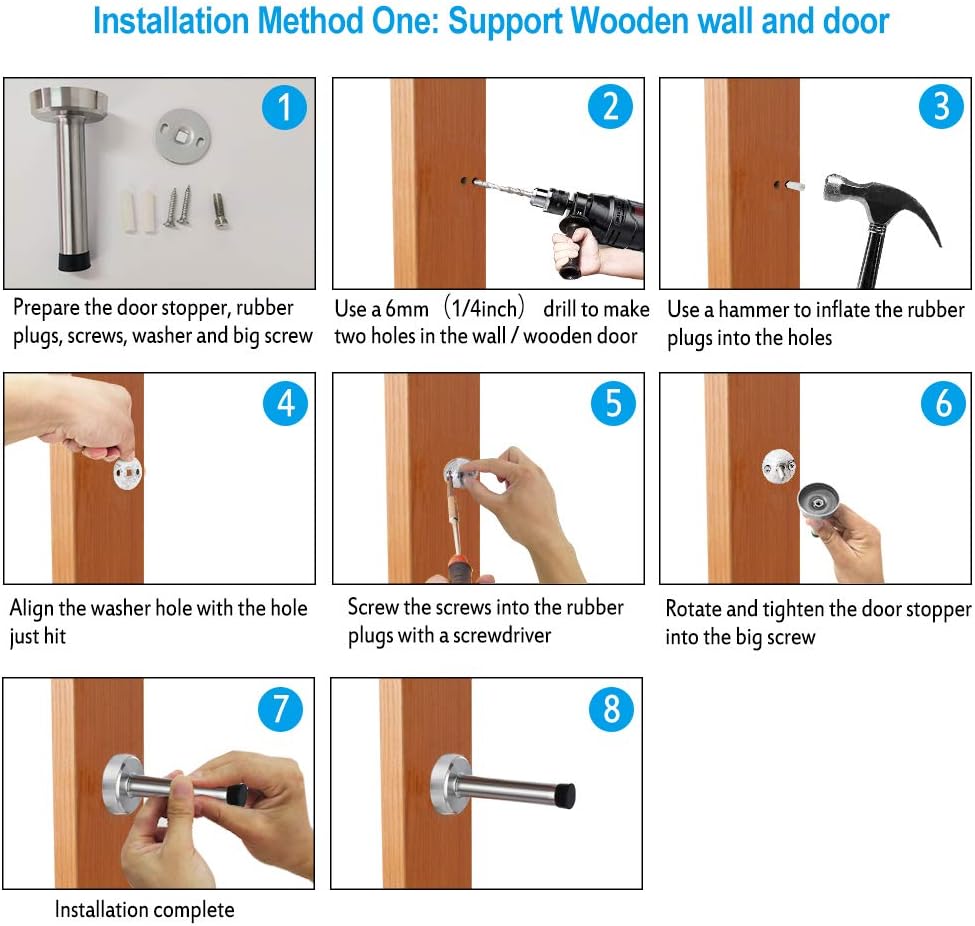 Thumbnail 3 de 6-Pack Chrome Wall Mounted Door Stops