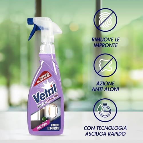 Detalle de Vetril Detergente Spray Vetri e Superfici con Antipolvere – 650 ml x 4