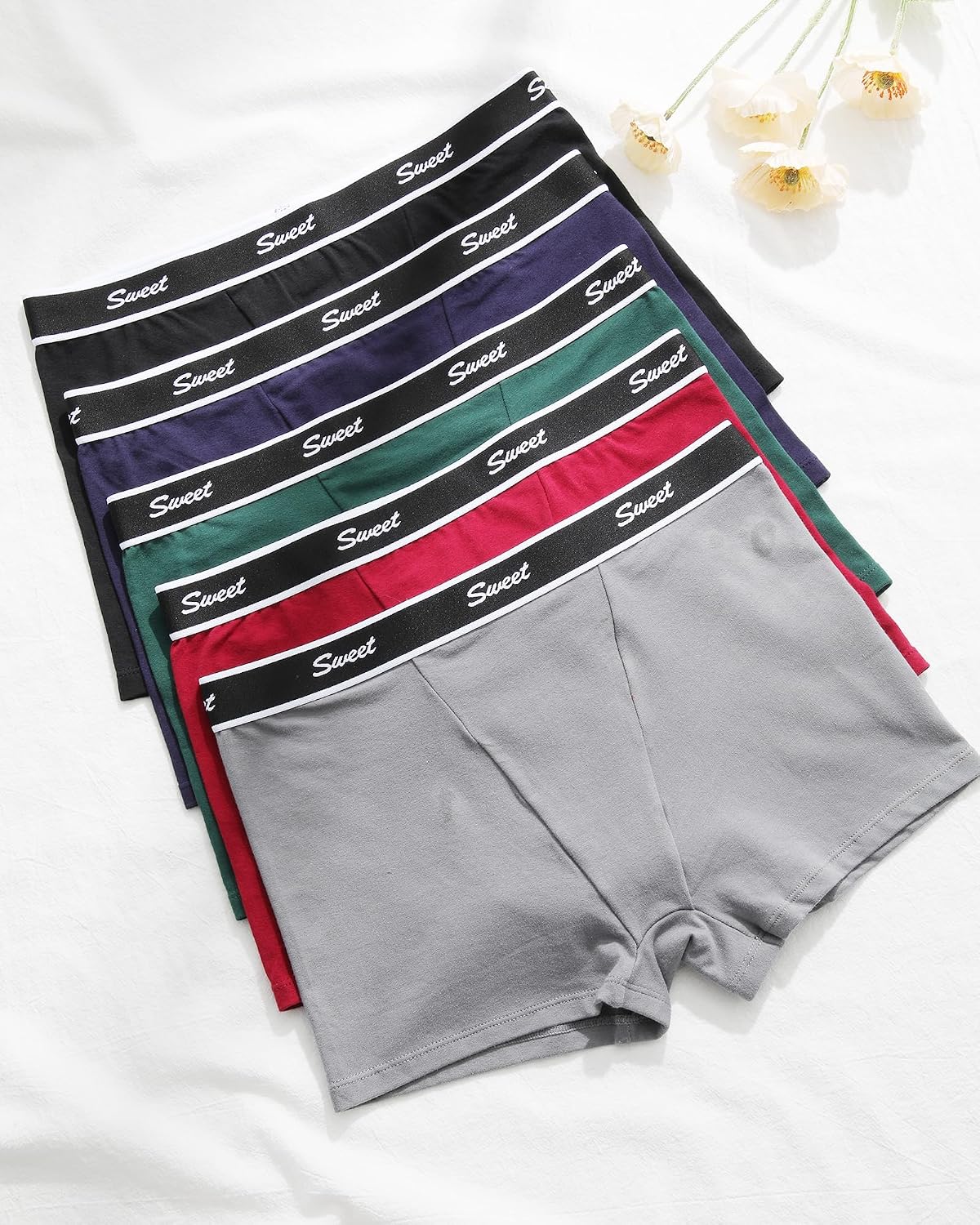 Detalle de Levao Boxer Femme Coton – Lot de 5 boxers confortables en coton pour femme