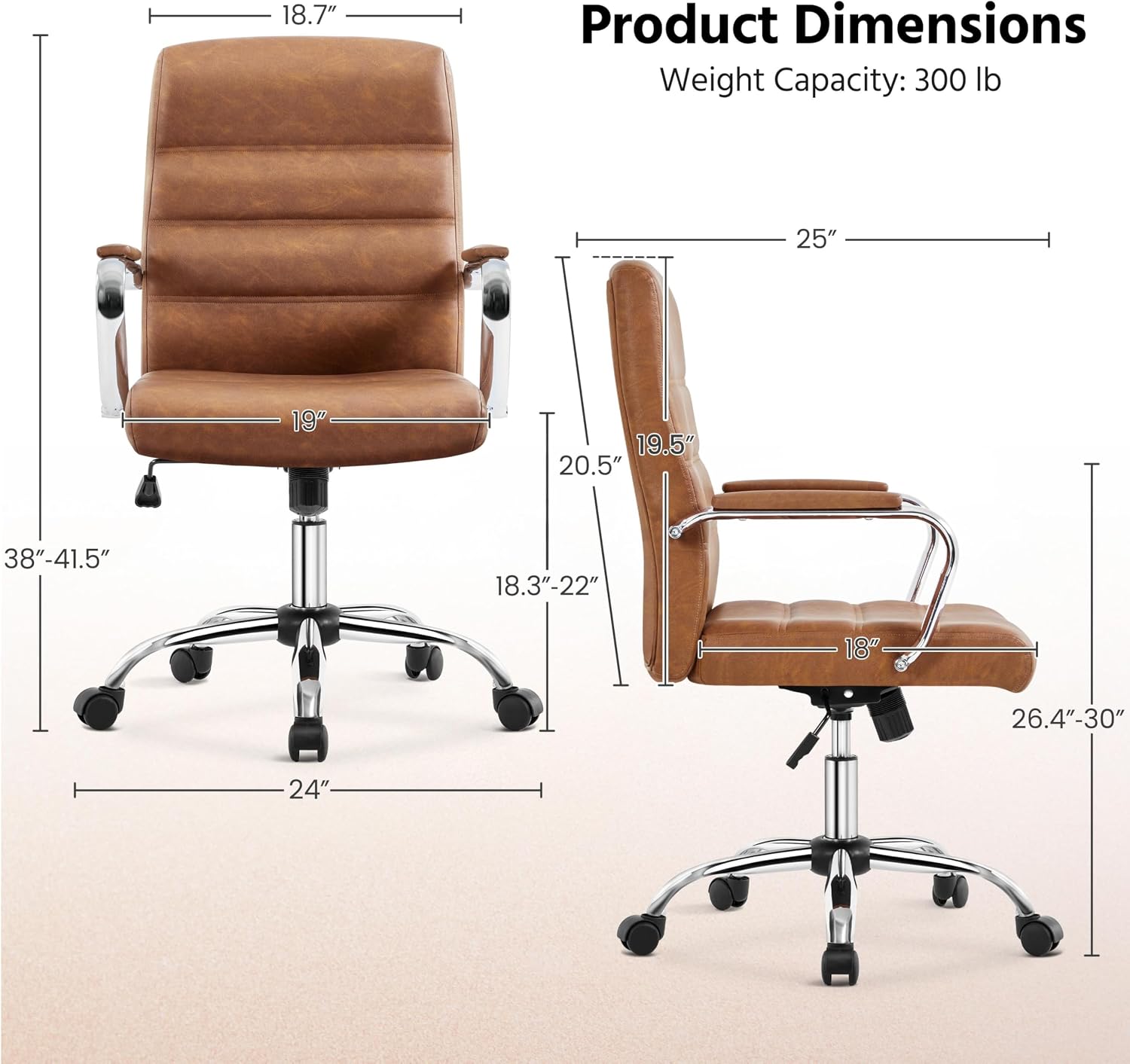 Thumbnail 2 de Yaheetech 593084 Retro Brown Executive Office Chair, Rocking PU Leather