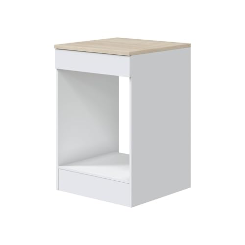 Detalle 1 de Mobile per forno Pau di Dmora: base da incasso 60x60x90 cm in bianco lucido e rovere canadese