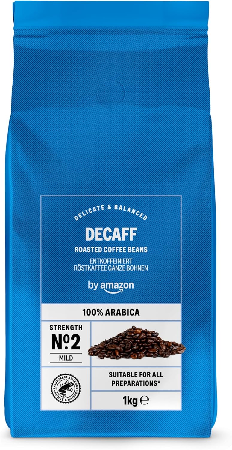 Detalle de By Amazon Decaff 100% Arabica Intensità 2 – Delicato, 1 kg: caffè decaffeinato in grani, compatibile con macchine da caffè