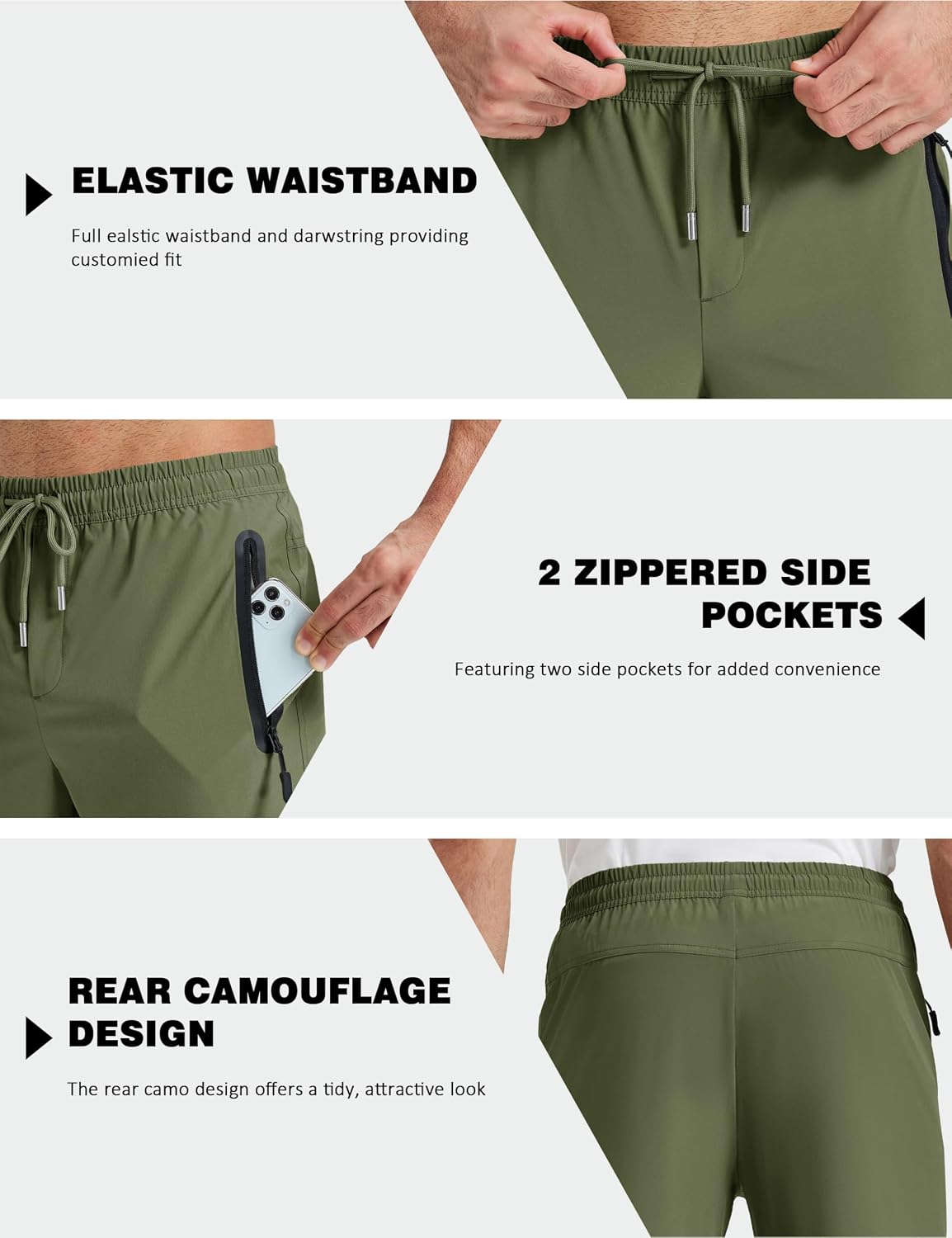 Thumbnail 2 de TACVASEN Men’s Hiking Trousers – Quick-dry, Lightweight Walk/Run Trousers with Zip Pockets