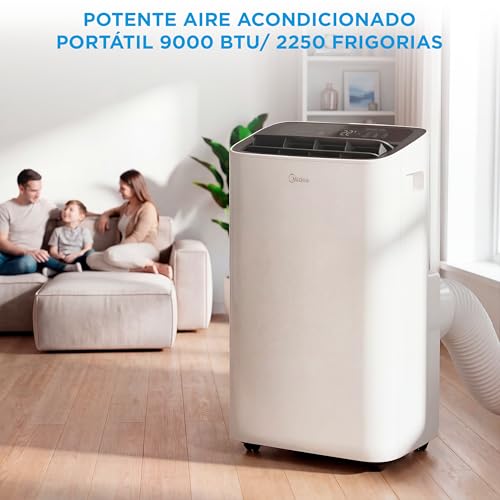 Detalle de MIDEA Pingüino: Aire Acondicionado Portátil 4 en 1, 9,000 BTU (2250 Frigorías) con App y kit de ventana