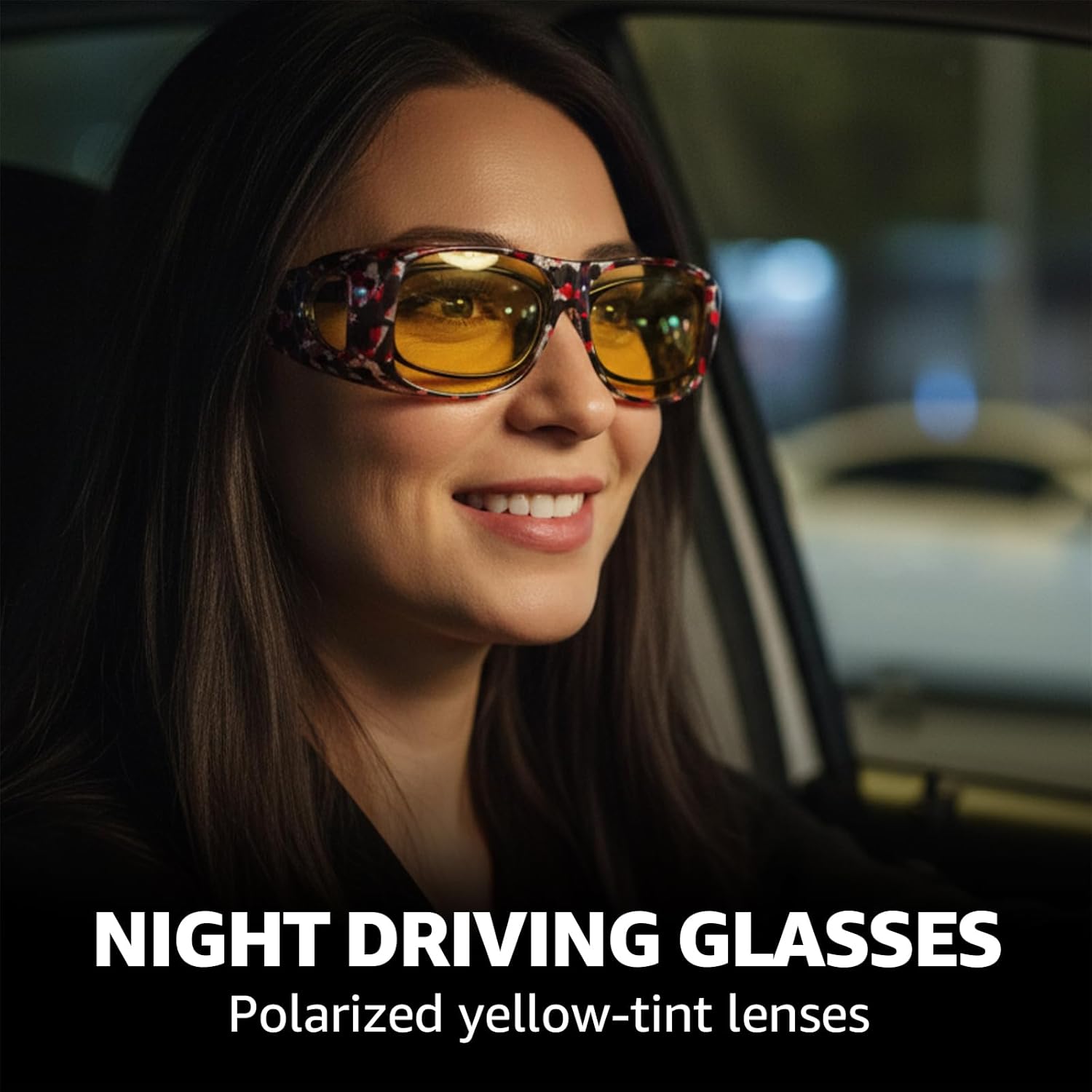 Thumbnail 1 de LVIOE Nachtfahrbrille mit polarisierten Gläsern – leichter rechteckiger Rahmen gegen Blendung im Dunkeln