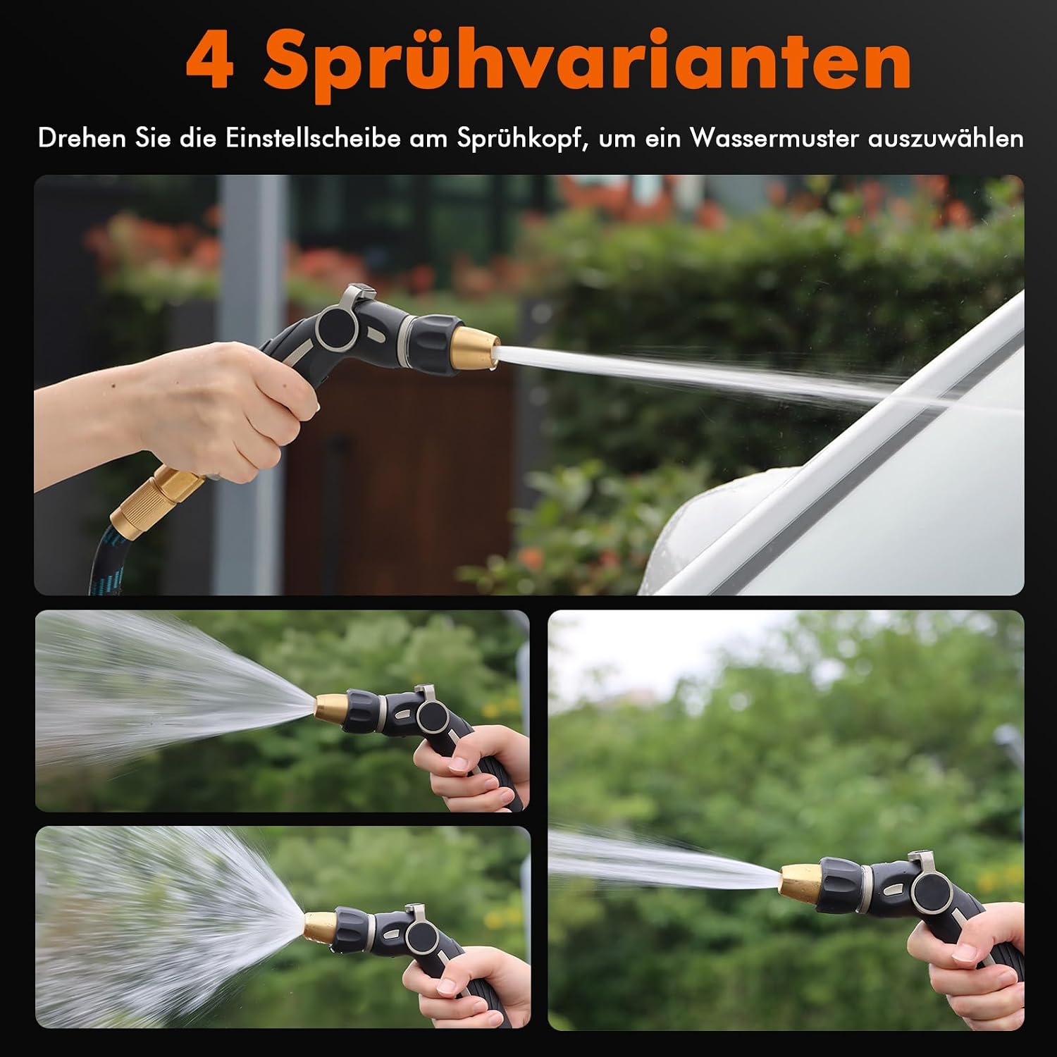 Thumbnail 3 de RESTMO Gartenbrause Metall – robuste Hochdruck-Gartenschlauchdüse mit Self-Lock, 9 Sprühmuster