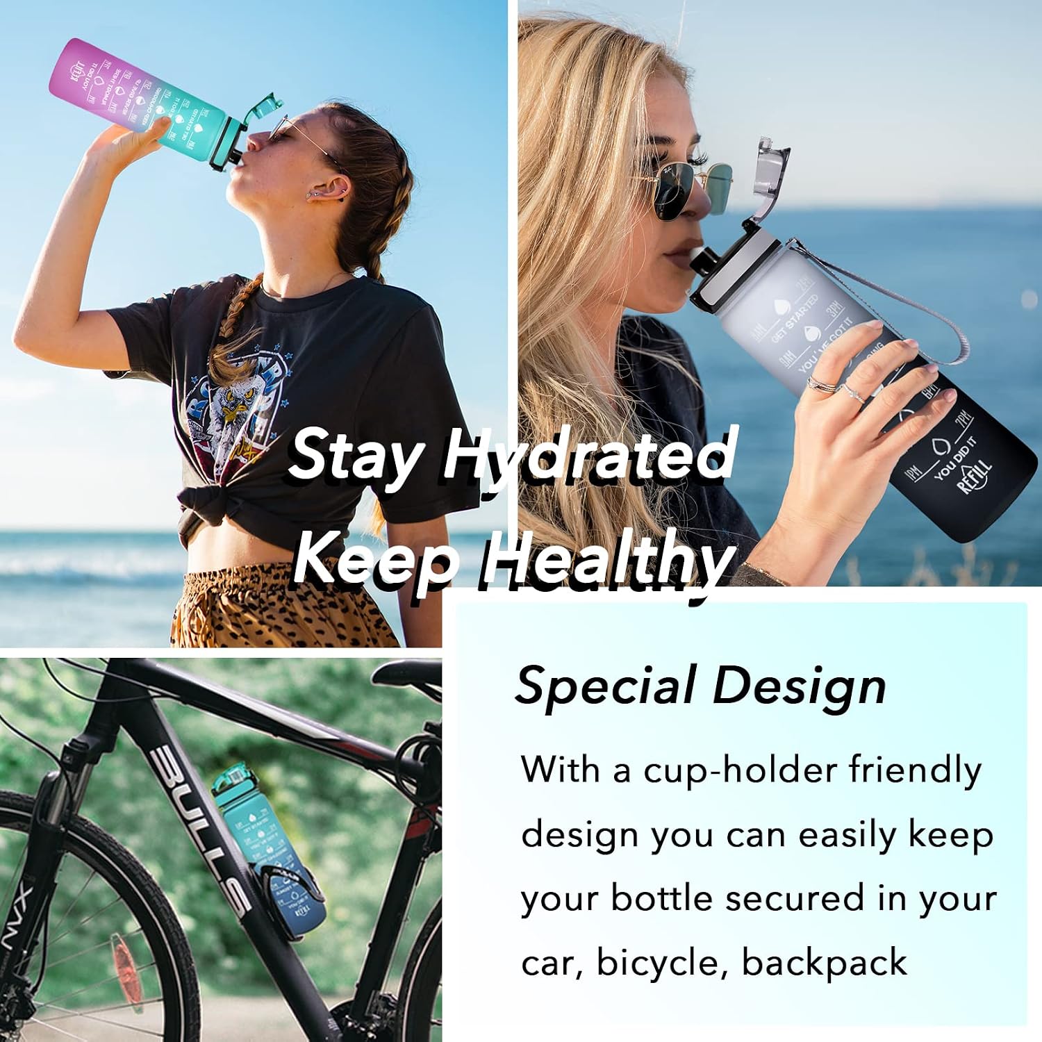 Thumbnail 6 de Enerbone Water Bottle motivational straw 24oz 🚰