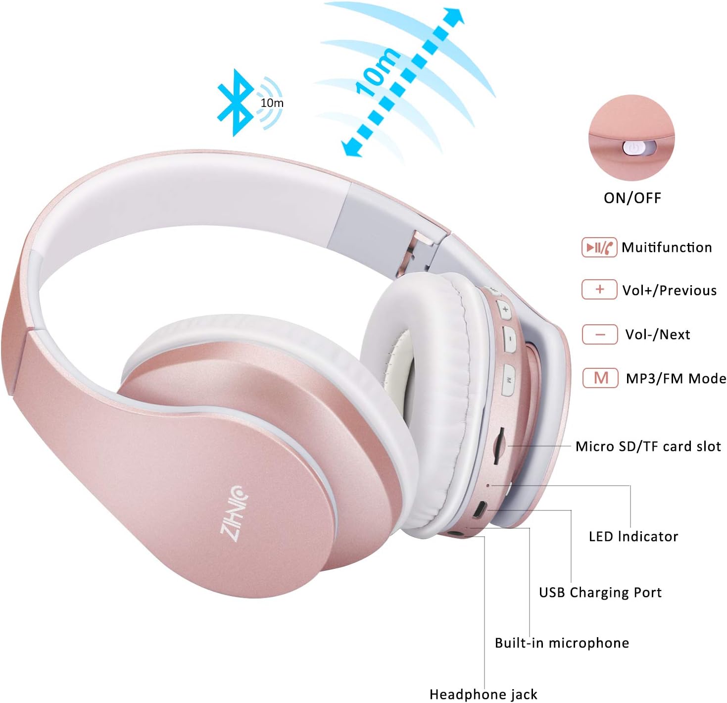 Thumbnail 5 de zihnic ZH Over-Ear Headphones 450 mAh