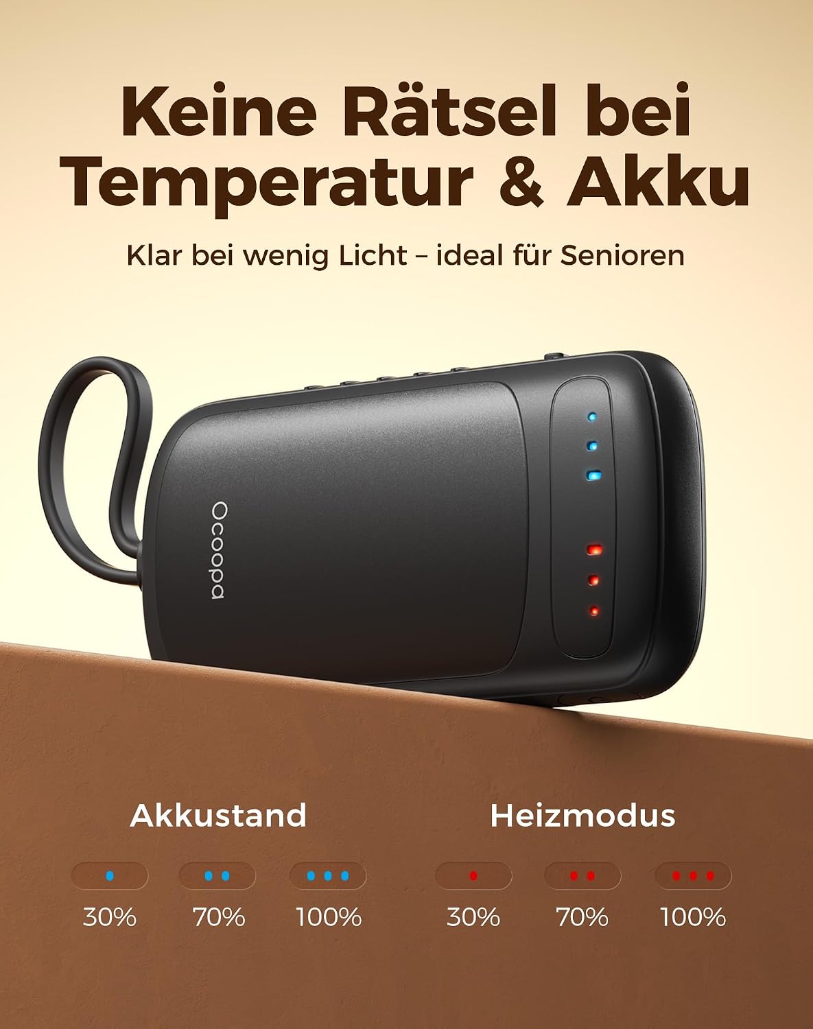 Detalle 2 de OCOOPA Handwärmer UT5 DuoHeat – Zweigeteilte Erwärmung