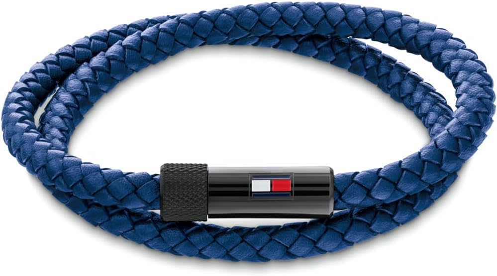 Thumbnail 6 de Tommy Hilfiger Braccialetto in pelle blu 41,5 cm