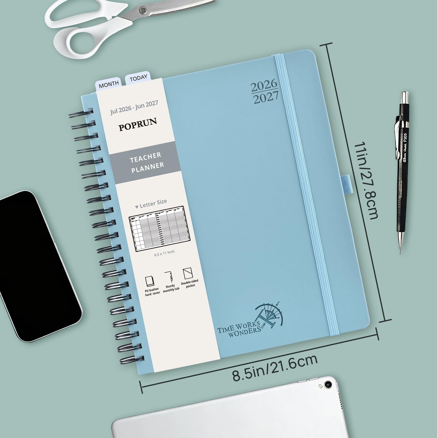 Detalle de POPRUN Teacher Planner 8.5" x 11