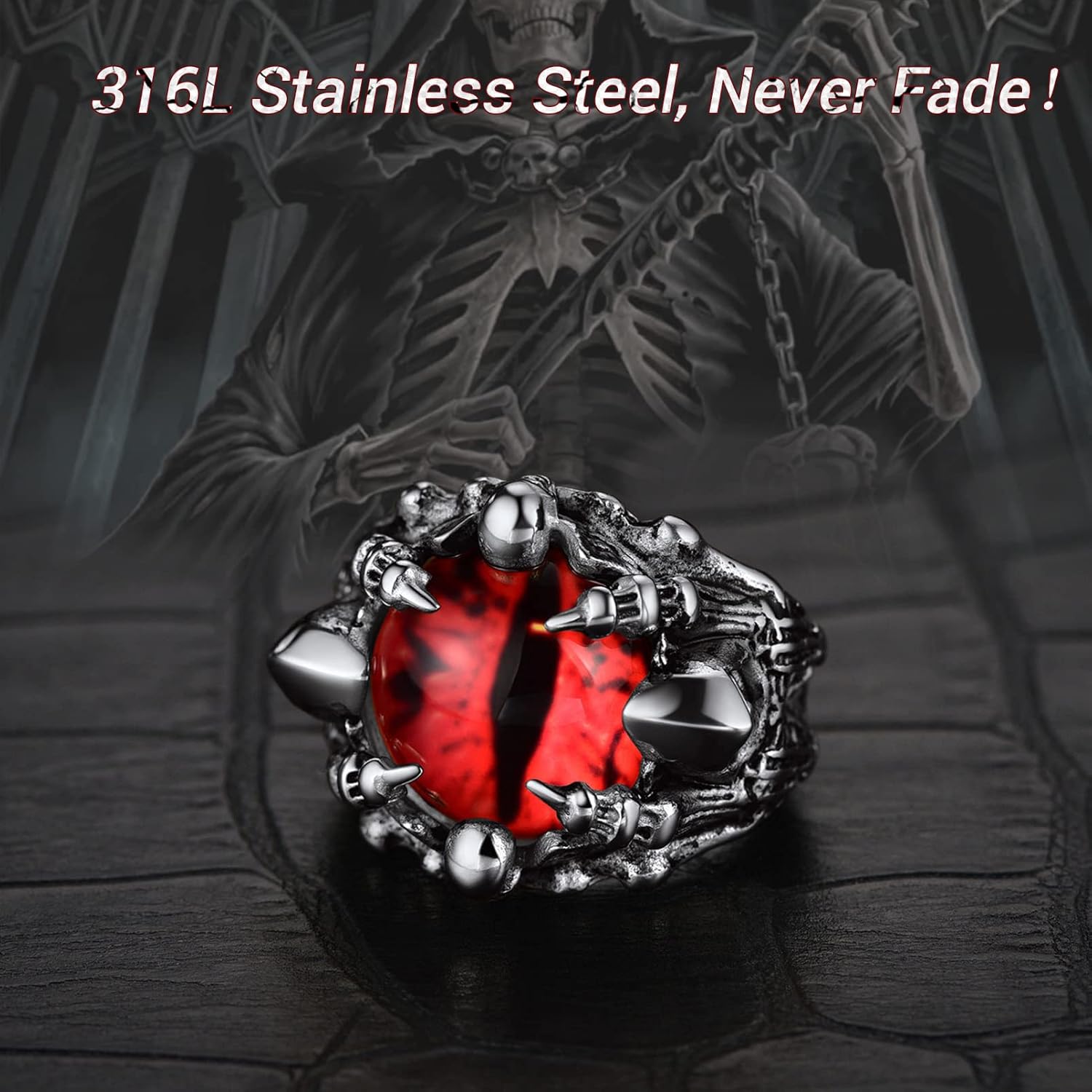 Thumbnail 2 de Anelli PROSTEEL in acciaio 316L “Artiglio della Morte” misura 14–30, stile gotico punk hip hop con confezione regalo