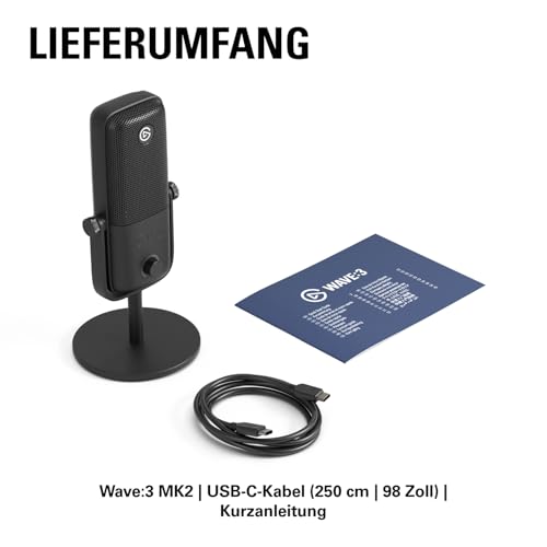 Thumbnail 12 de Elgato Wave:3 MK.2 USB-Kondensatormikrofon — Premium Sound für Streamer und Creator