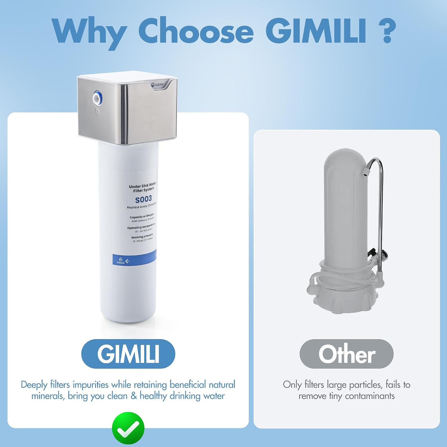 Thumbnail 4 de GIMILI GM1112G 3-in-1 Kitchen Faucet with Gold Finish and Water Filter