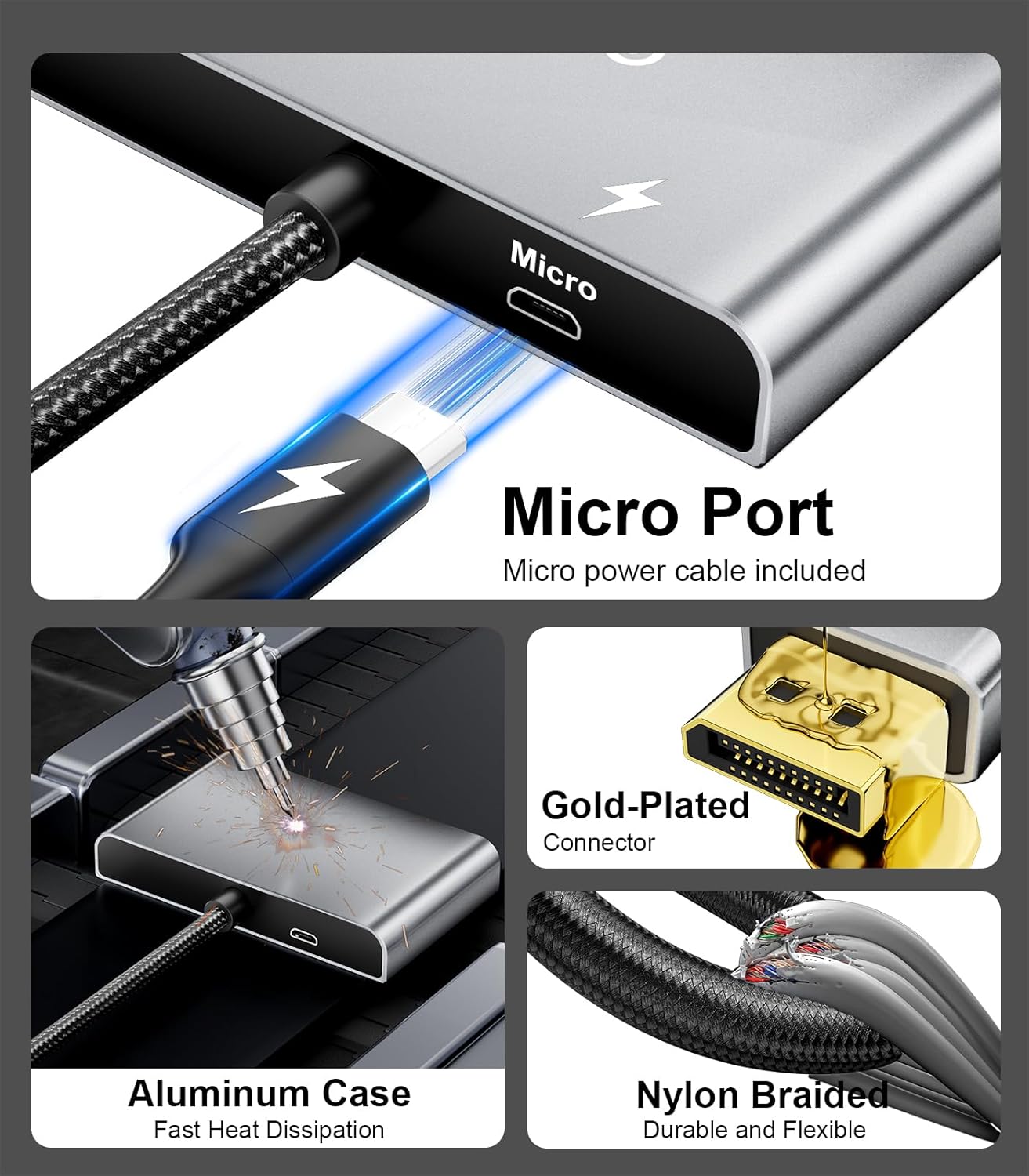 Thumbnail 5 de Reborn DisplayPort to Dual HDMI Splitter 4K@60Hz