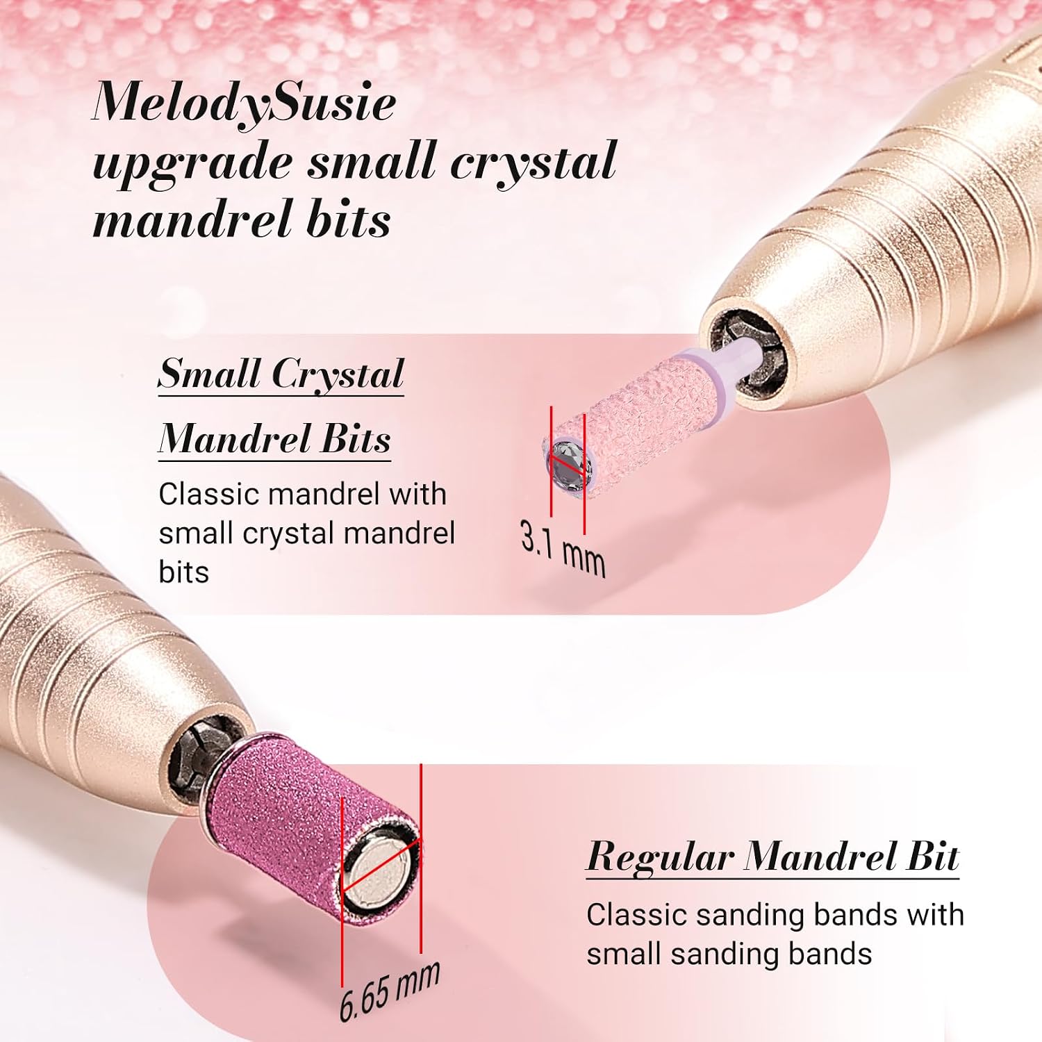 Detalle de MelodySusie 3.1 mm Mandrel Bit for Sanding Bands, Rose Pink