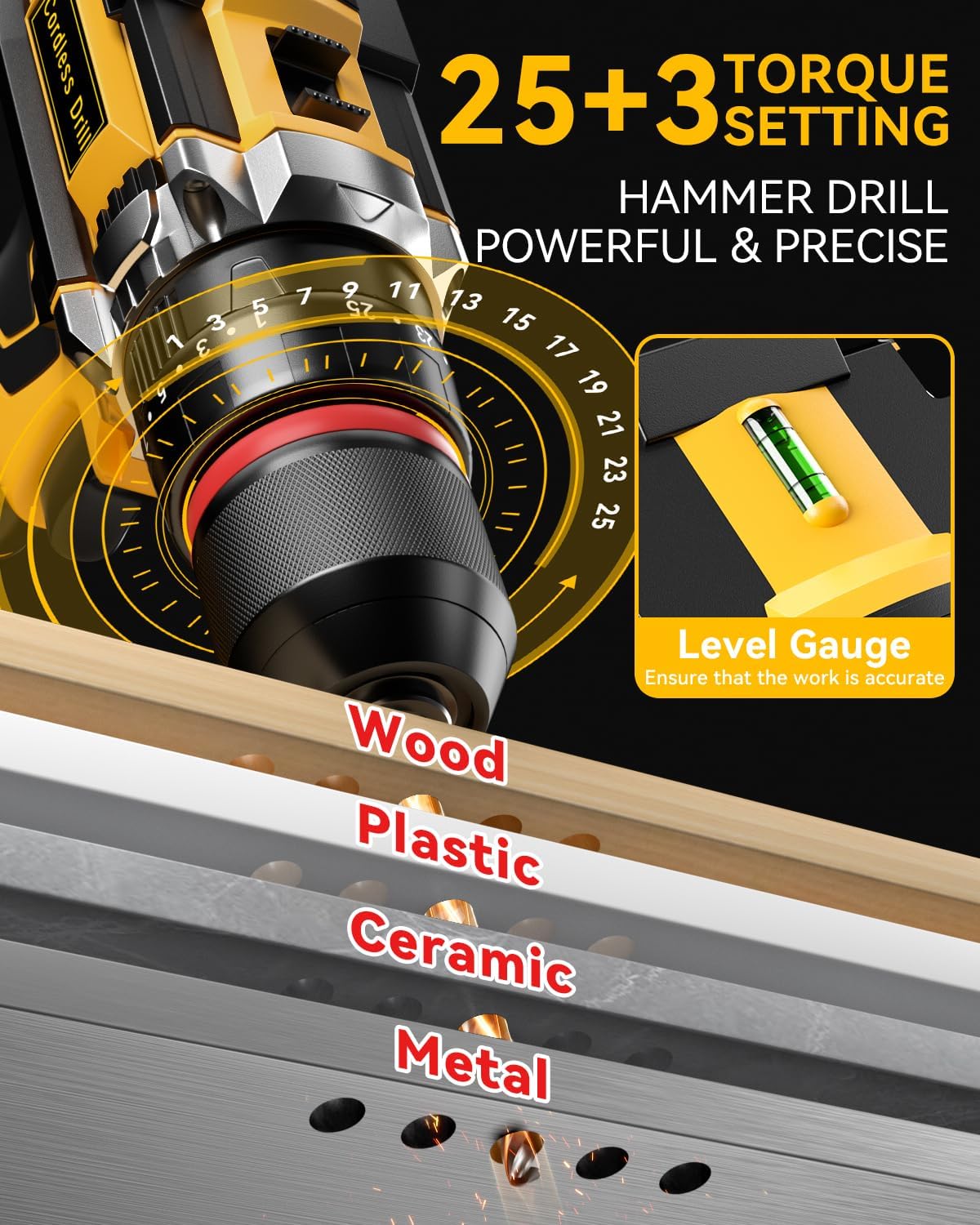 Detalle de KELNOW Cordless Hammer Drill Set 21V