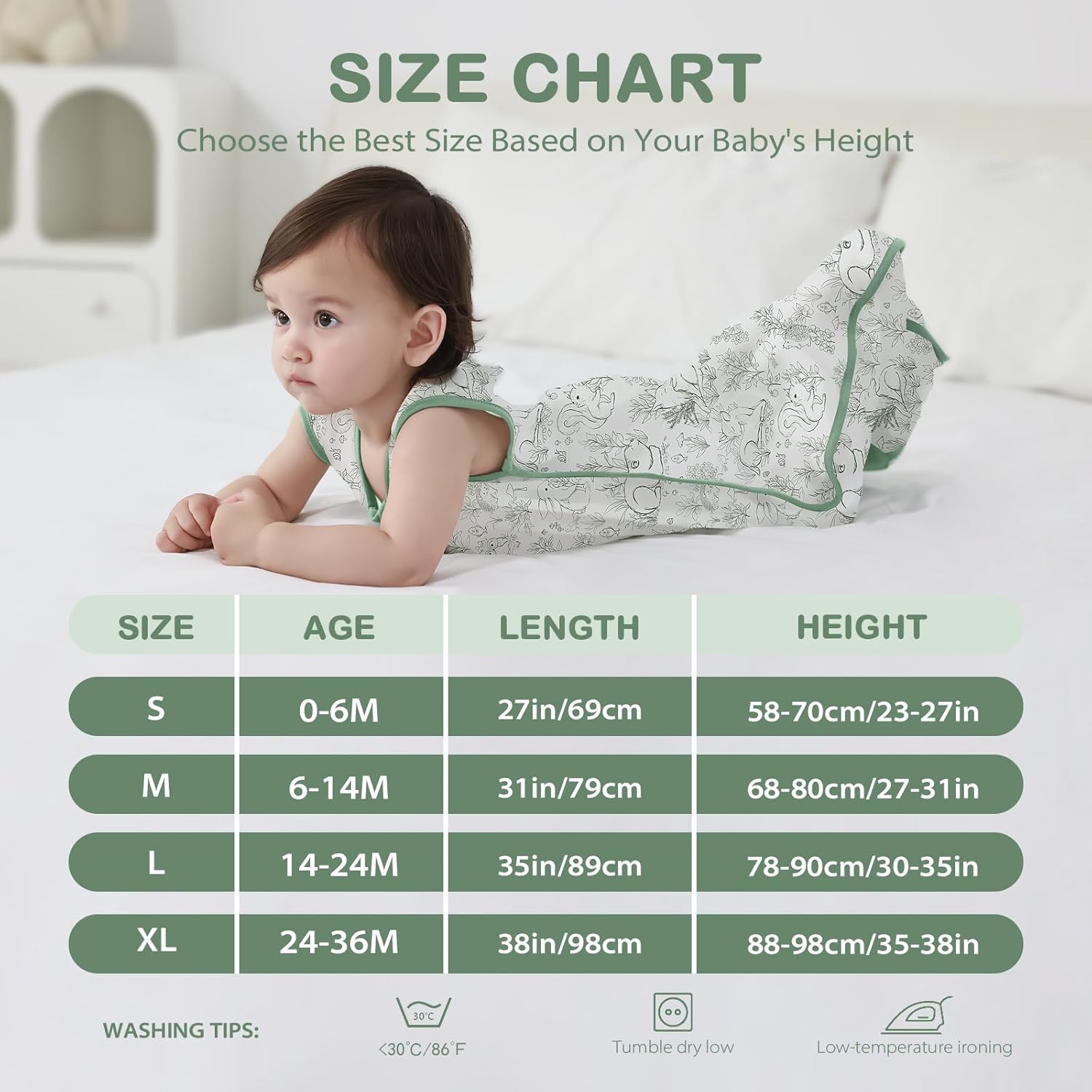 Thumbnail 5 de MIKAFEN 2pc Baby Sleeping Bag 0.5 Tog (Spring & Summer) – 0.5Tog Cotton Sleeveless Sleep Sack