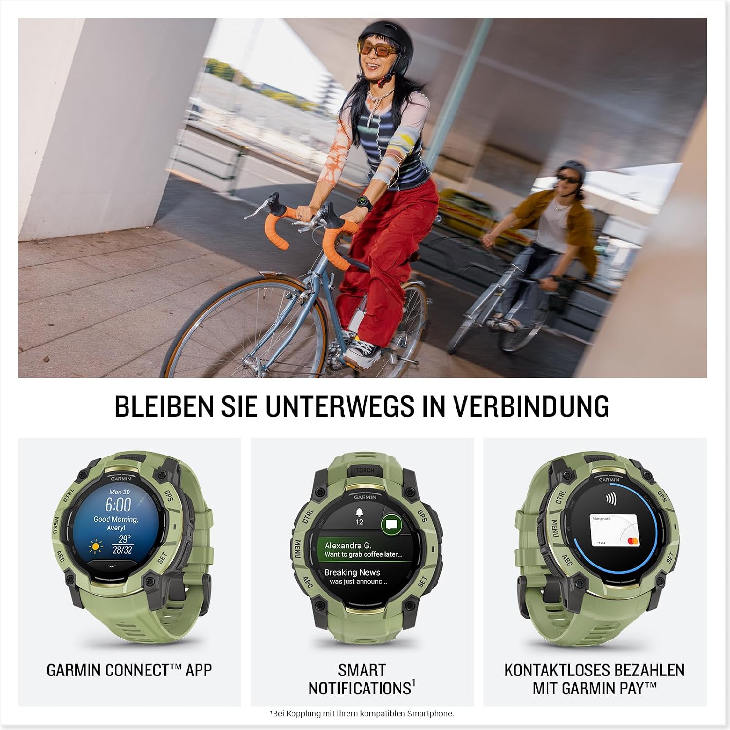 Detalle 2 de Garmin Instinct 3 50mm AMOLED – GPS-Multisport-Smartwatch mit Navigation, bis zu 24 Tagen Akku und LED-Taschenlampe