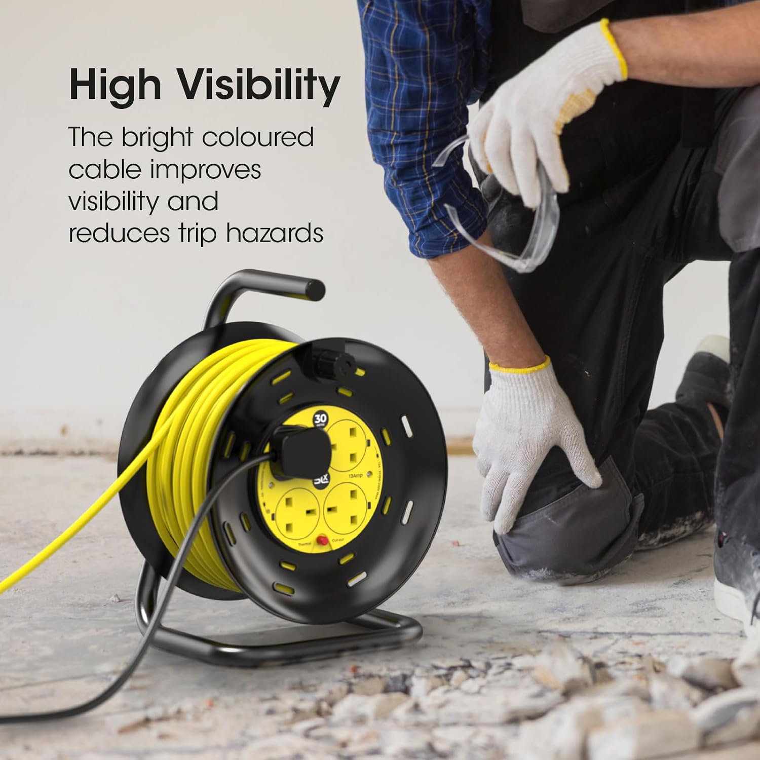 Thumbnail 5 de SLx Extension Lead 30m Heavy Duty Cable Reel with 4 Sockets and Thermal Cut-Out Protection (13A fused UK plug)