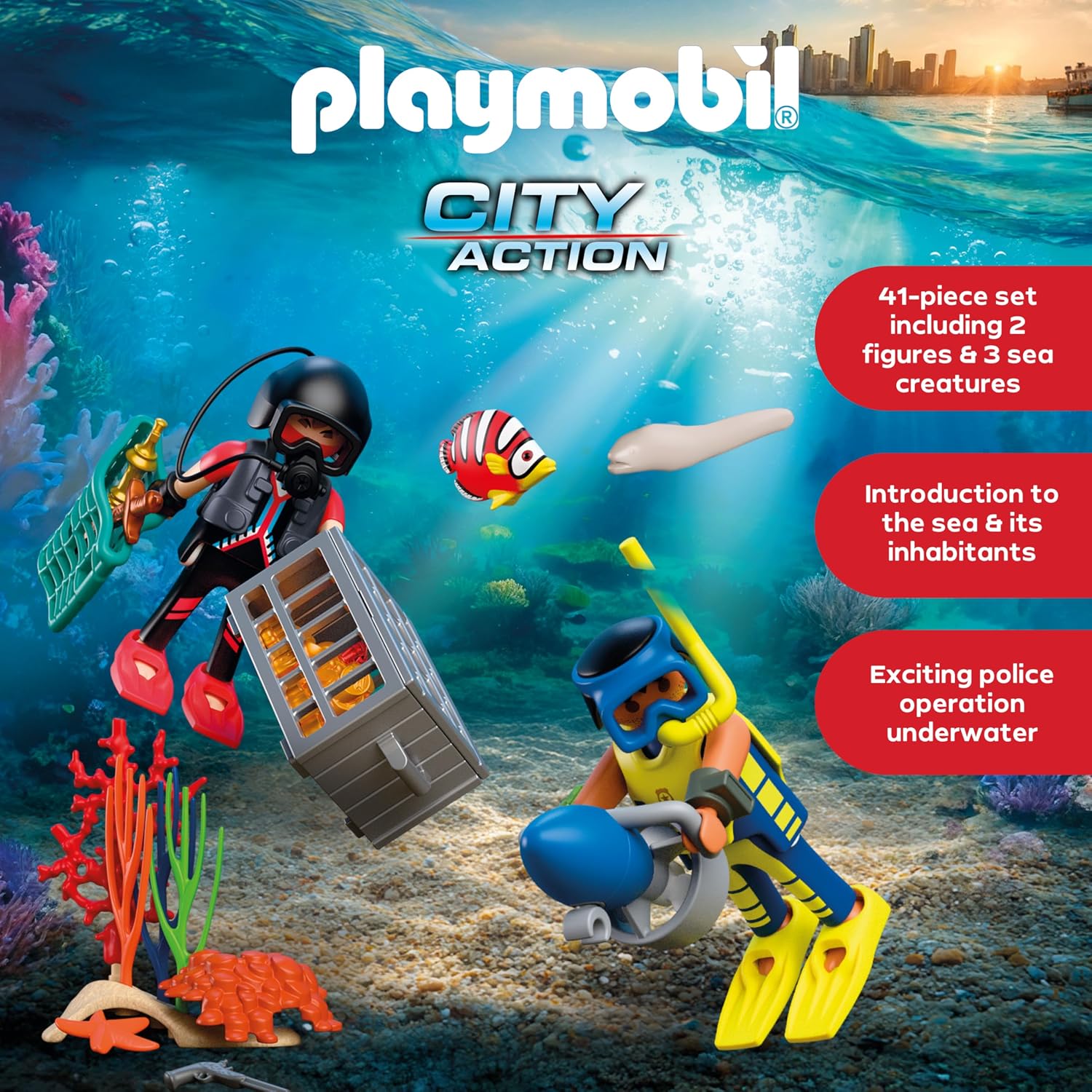 Thumbnail 2 de Playmobil City Action Police Diver with Treasure (72078) – 2 figures, underwater scooter & sea life