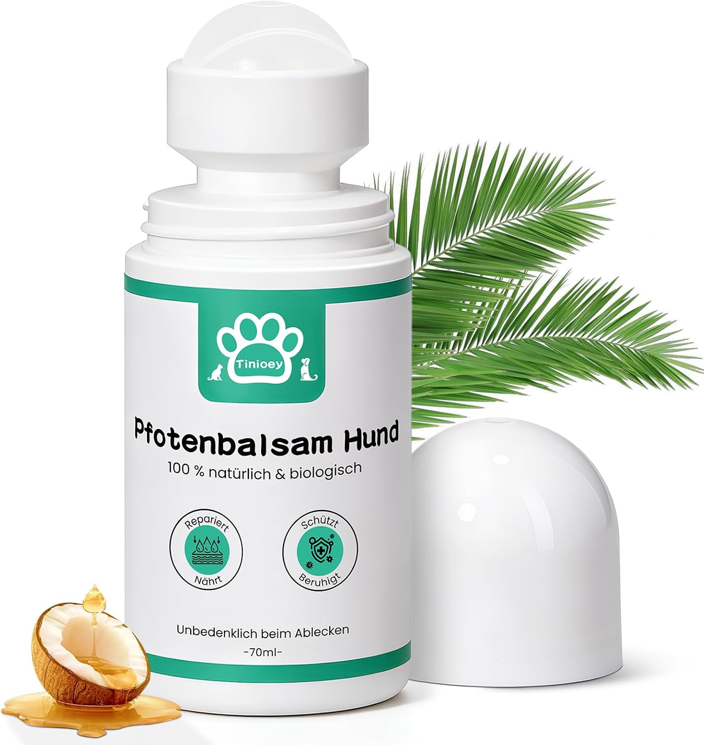 Detalle de Tinioey Pfotenbalsam Hund 70 ml im Stick-Design – Pfotenschutz für Winter, ohne Handkontakt