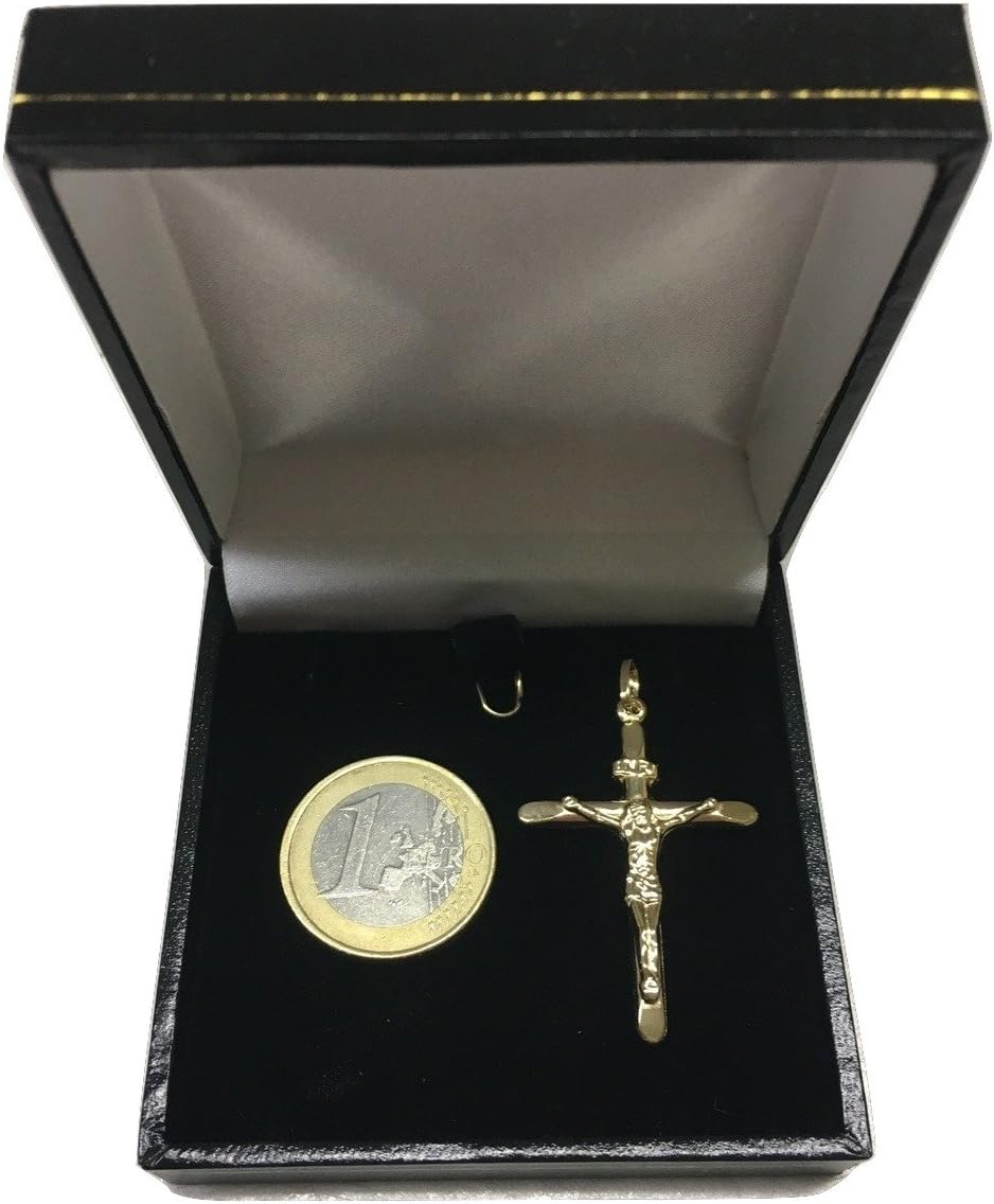 Detalle de Pendentif croix avec Jésus en or jaune 585 (14 carats) – 39 × 26 mm, 2,30 g