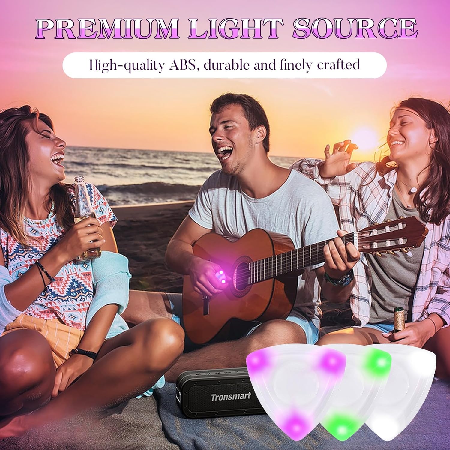 Thumbnail 5 de Toyvian Auto Light Up Guitar Picks — 3pc LED Illuminated Plectrums for Electric, Acoustic, Bass and Ukulele